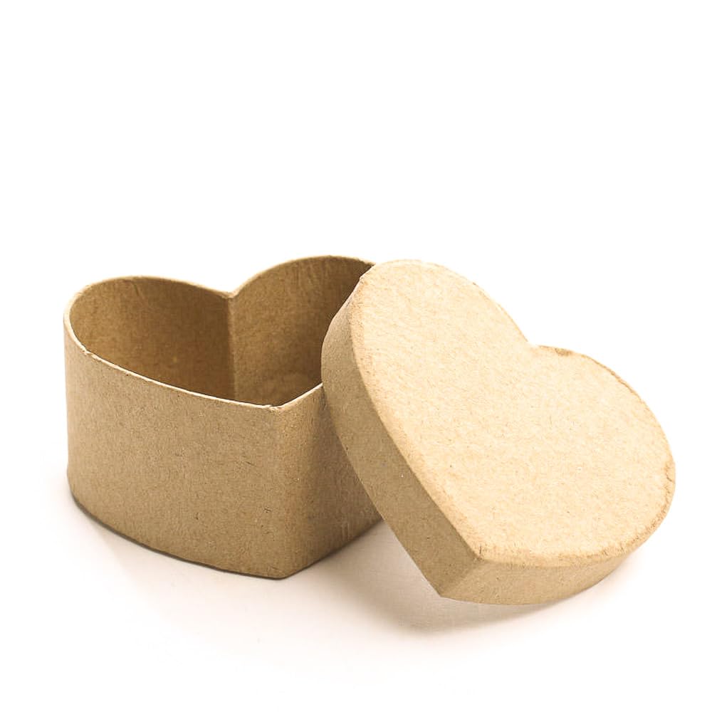 144 Pcs Unfinished Papier Mache Heart Boxes with Lids - DIY Craft Paper Mache Heart Shaped Boxes for Painting, Decoupage & Decorating - Perfect for Jewelry Storage, Wedding Favors, Valentine's Day Crafts & Home Decor