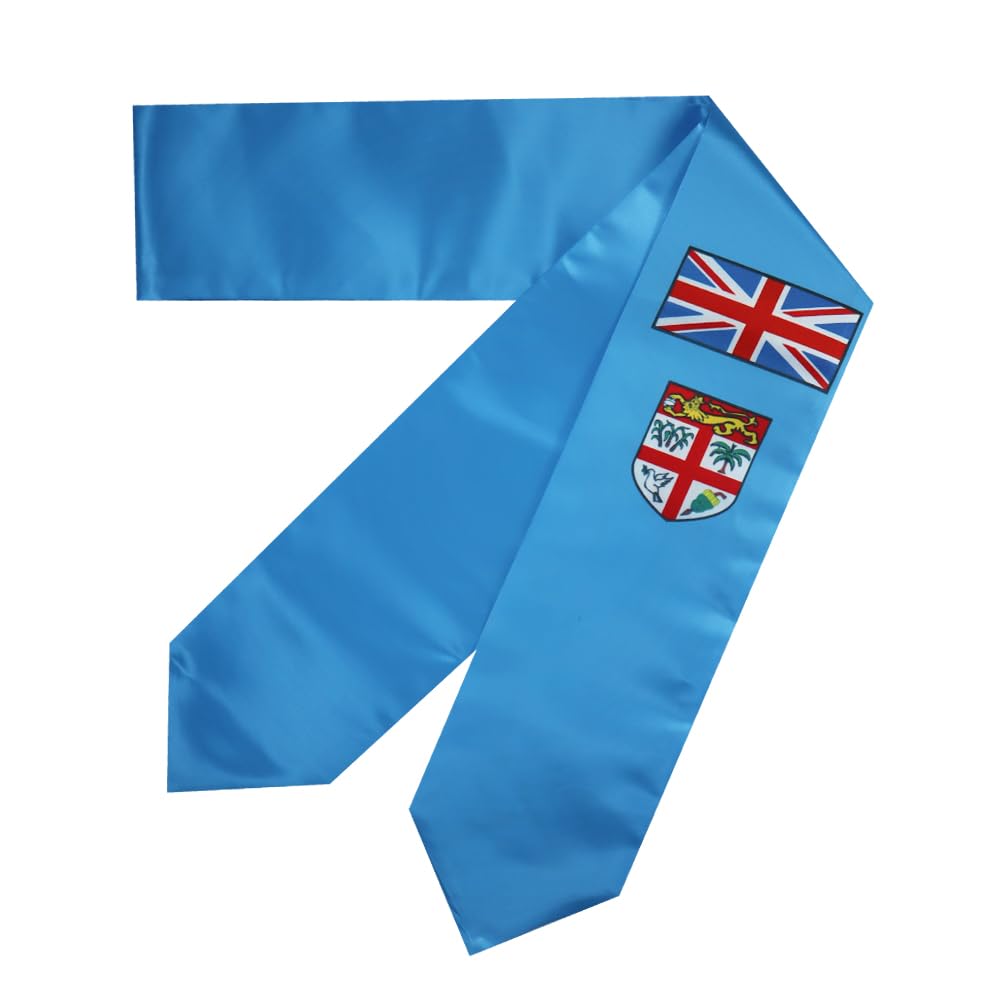 Fiji Flag Graduation Stole - 180x13cm Double Sided Sash for International Students - Perfect for Study Abroad Graduation Ceremonies, Decorations & Gifts