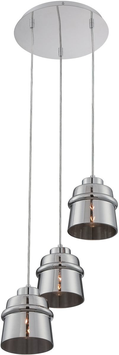 11W Sparta 3-Light Modern Chrome Pendant Lighting Fixture for Kitchen Island, Dining Room, or Entryway
