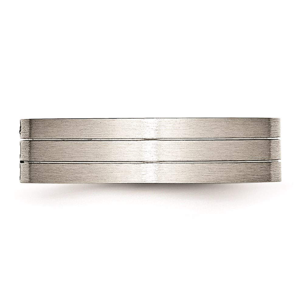 Brushed Stainless Steel Cubic Zirconia Ring for Women - Size 13 | Elegant Gift for Her