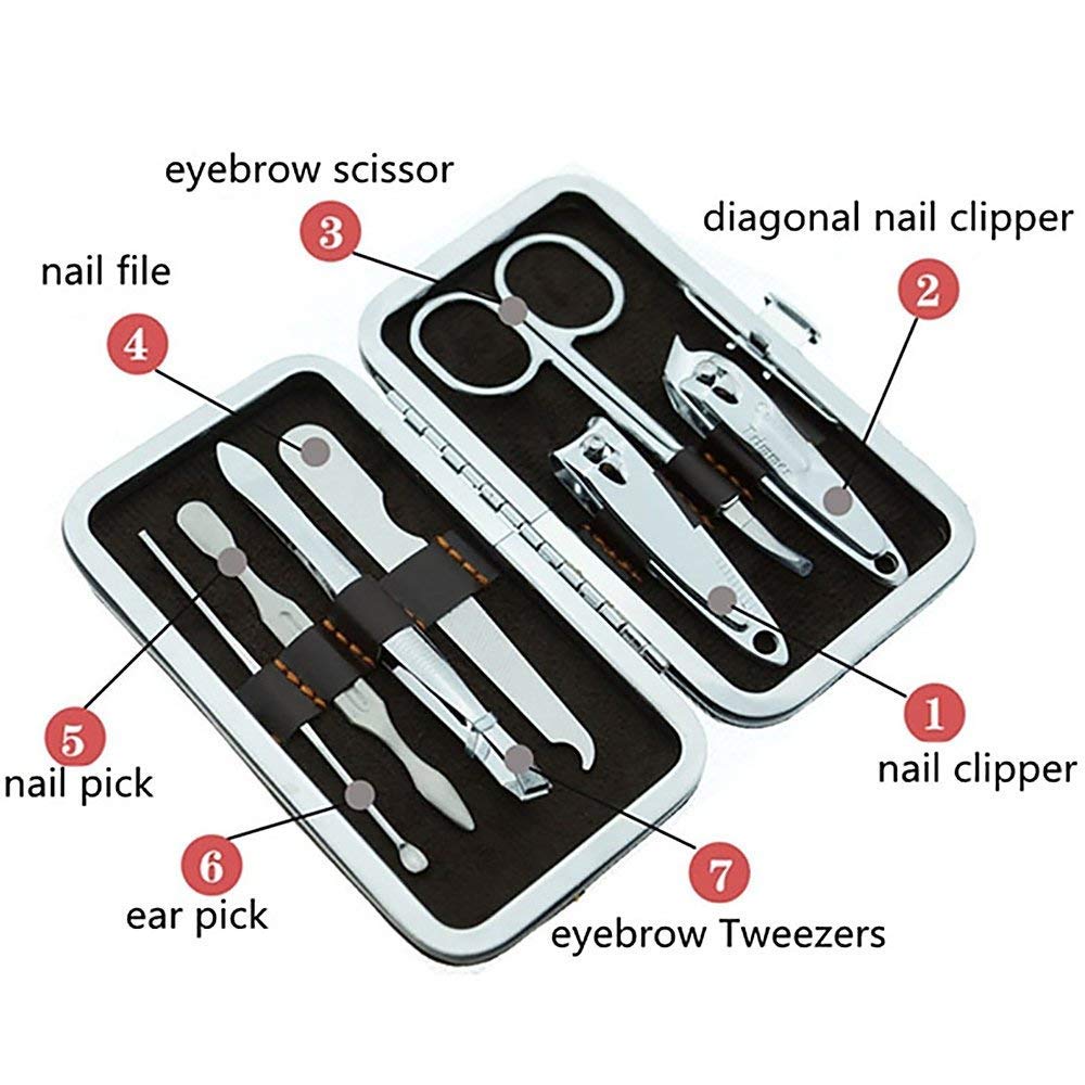 FOZZBEE 7-Piece Professional Manicure Set with Multicolor Tools - Perfect for Home Nail Care, Salon Use & Travel Essentials