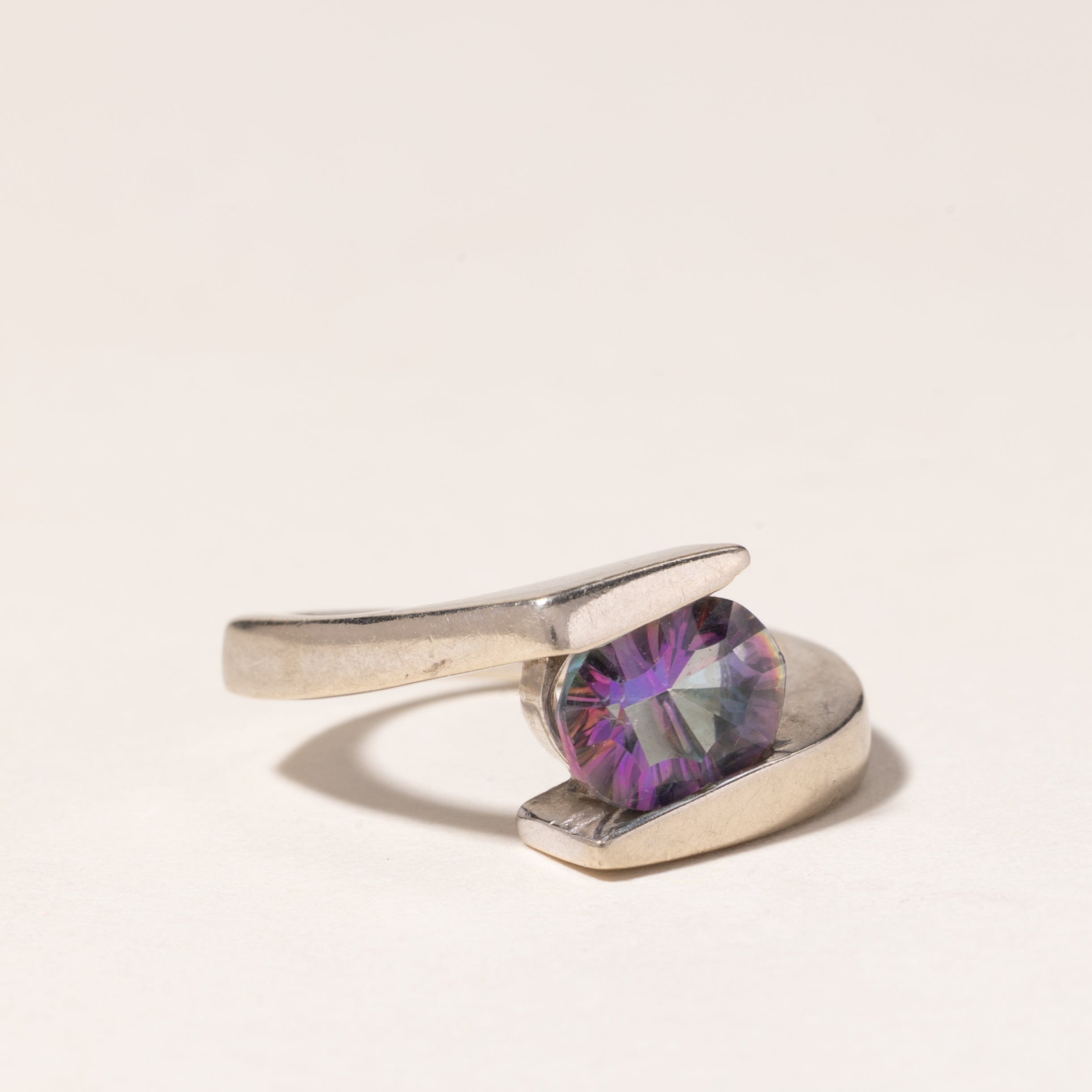 14K White Gold Mystic Topaz Ring 2.01ct Size 6.5 | Elegant Birthstone Jewelry for Women | Perfect Gift for Anniversary, Birthday & Special Occasions