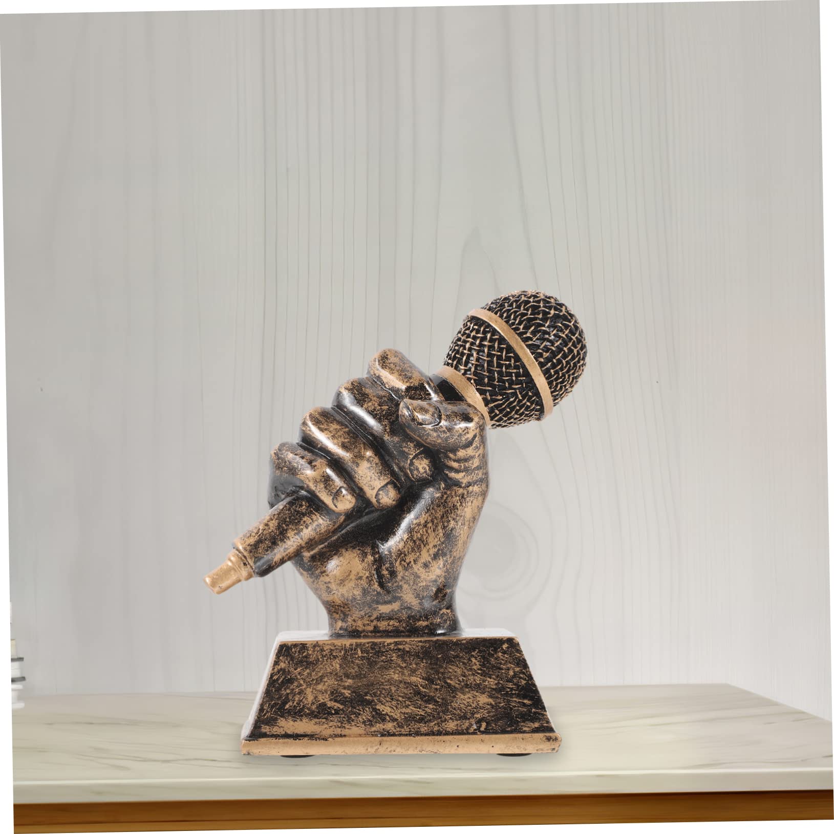OHPHCALL Retro Microphone Trophy - Mini Music Award Trophy, Resin Microphone Prop for Singing Contests, Karaoke Parties & Stage Performances