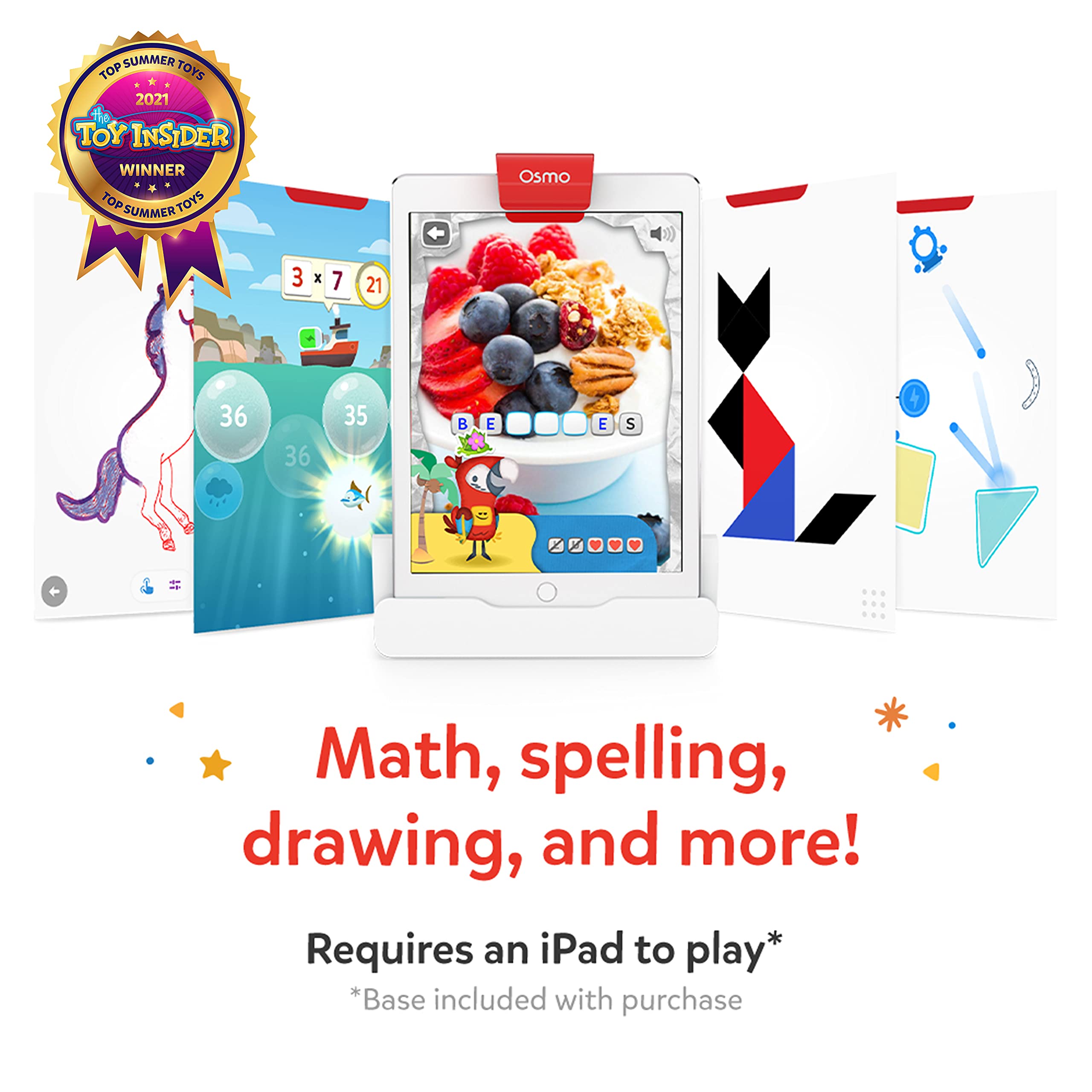Osmo Genius Starter Kit for iPad - 5 STEM Learning Games for Kids Ages 6-10 - Math, Spelling & Creativity Educational Toy with iPad Base - Perfect for Homeschooling & Interactive Classroom Activities