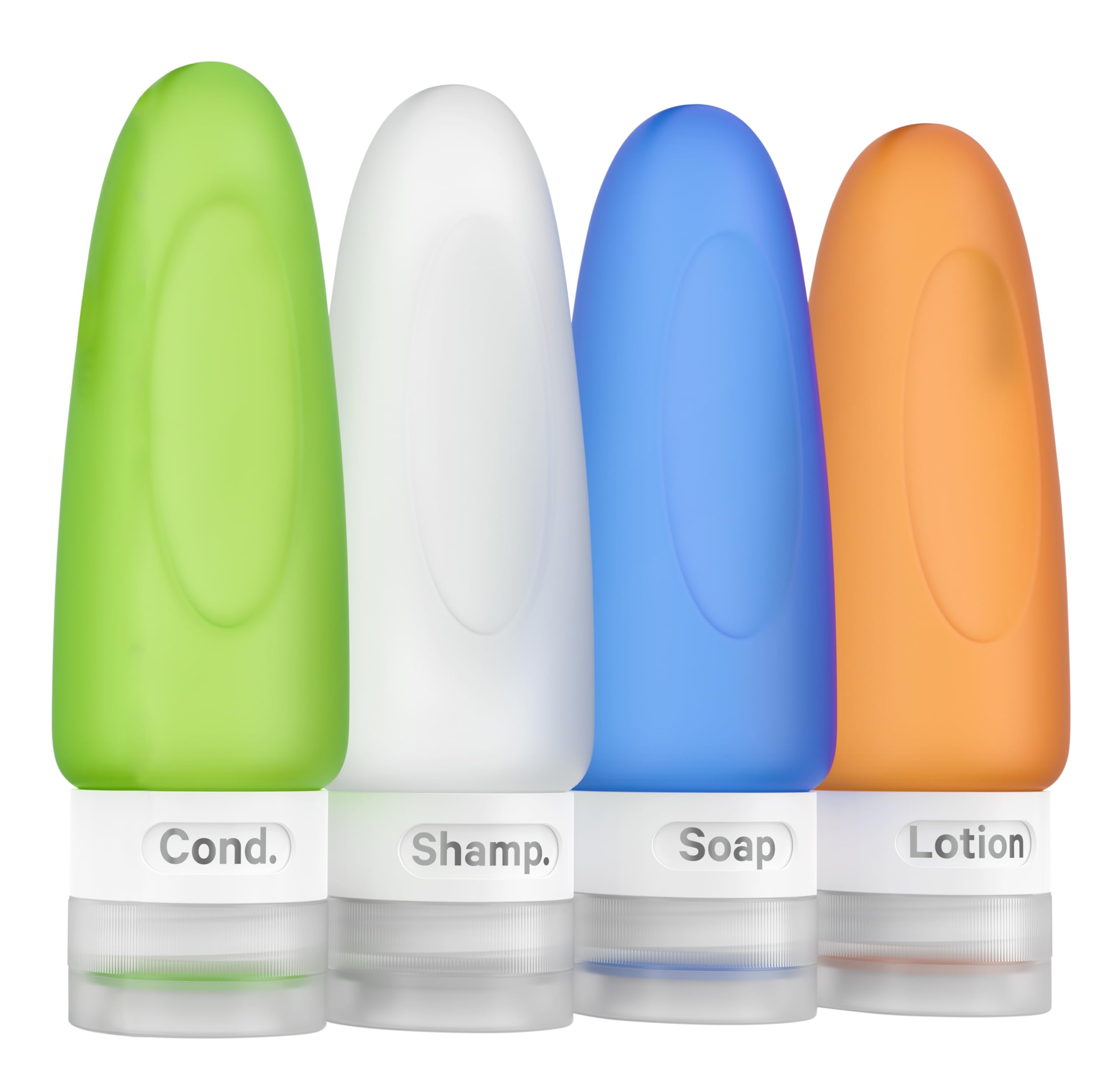 Dot&Dot Leak Proof Travel Bottles for Toiletries (3oz) - TSA Approved Silicone Shampoo & Conditioner Containers with Labels - Perfect for Airplane Carry-On, Gym, Camping & Vacation Essentials