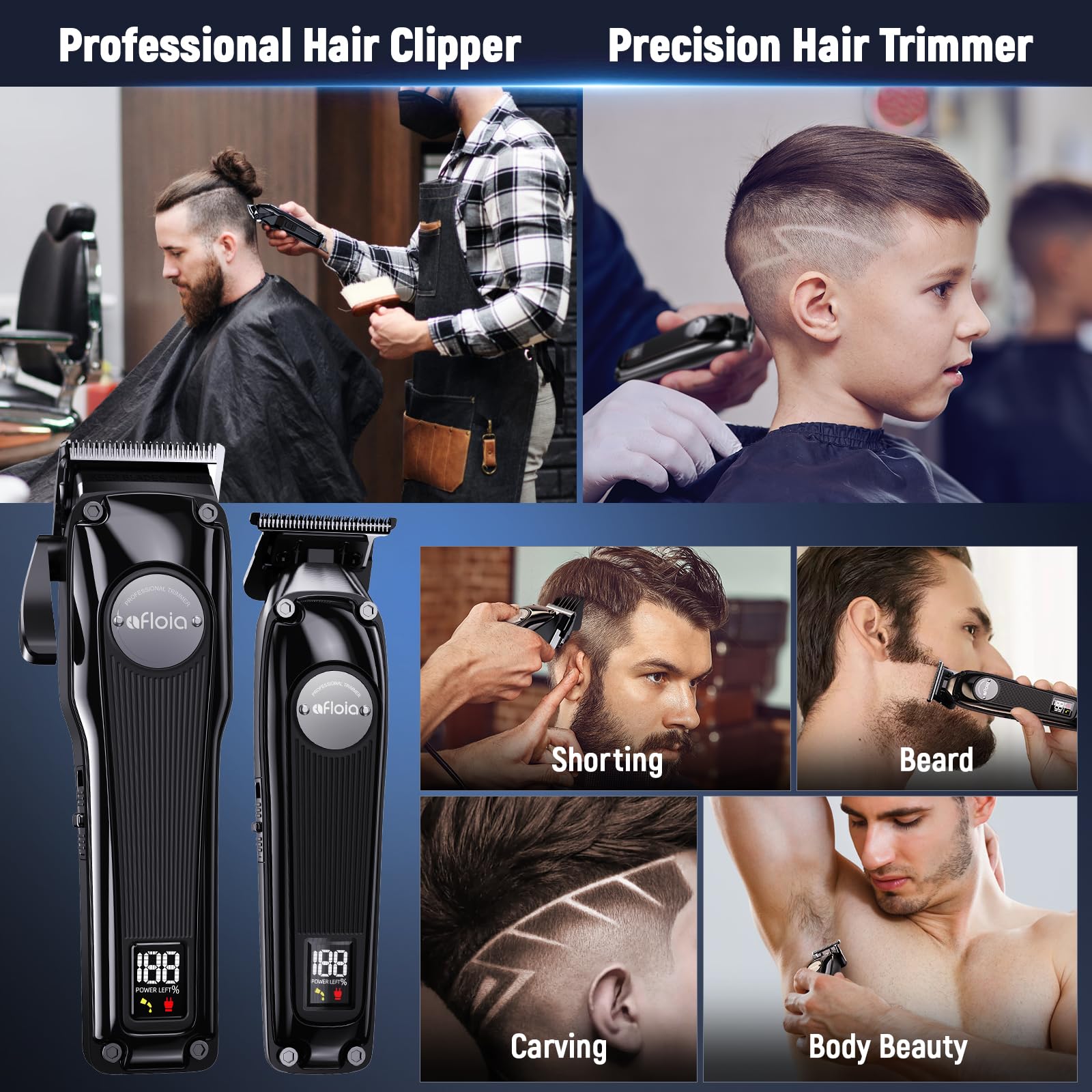 Professional Cordless Hair Clippers for Men - Rechargeable Barber Trimmer with High Torque Brushless Motor, DLC Coated Detachable Blades & Charging Stand | Perfect for Home Haircuts, Beard Trimming & Salon Use | Great Gift for Dad, Husband & Barbers