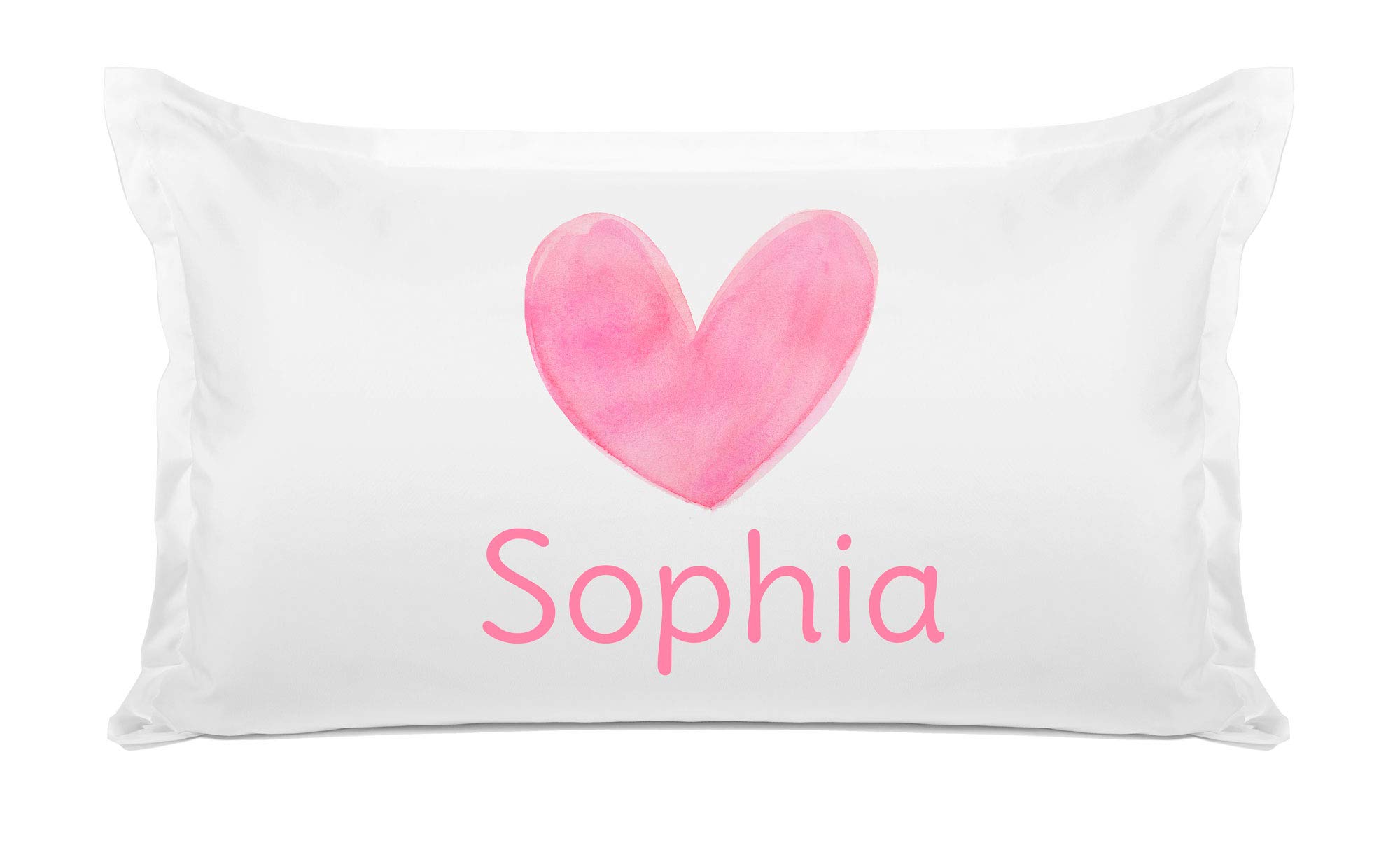 Personalized Kids Pillowcase - Pink Heart Design with Custom Name - Hypoallergenic, Breathable, Anti-Wrinkle Fabric - 20x30 Standard Queen Size - Perfect for Birthday Gifts, Nursery Decor & Sleepovers