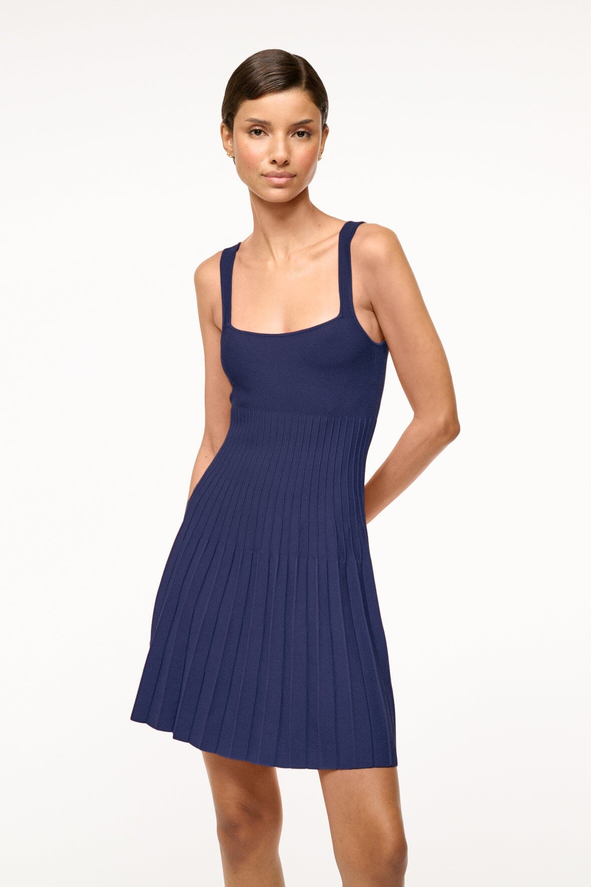 MINI ELLISON DRESS for Women - Navy Blue Flowy Midi Dress with Short Sleeves | Perfect for Summer, Beach Vacation, Date Night and Casual Outings
