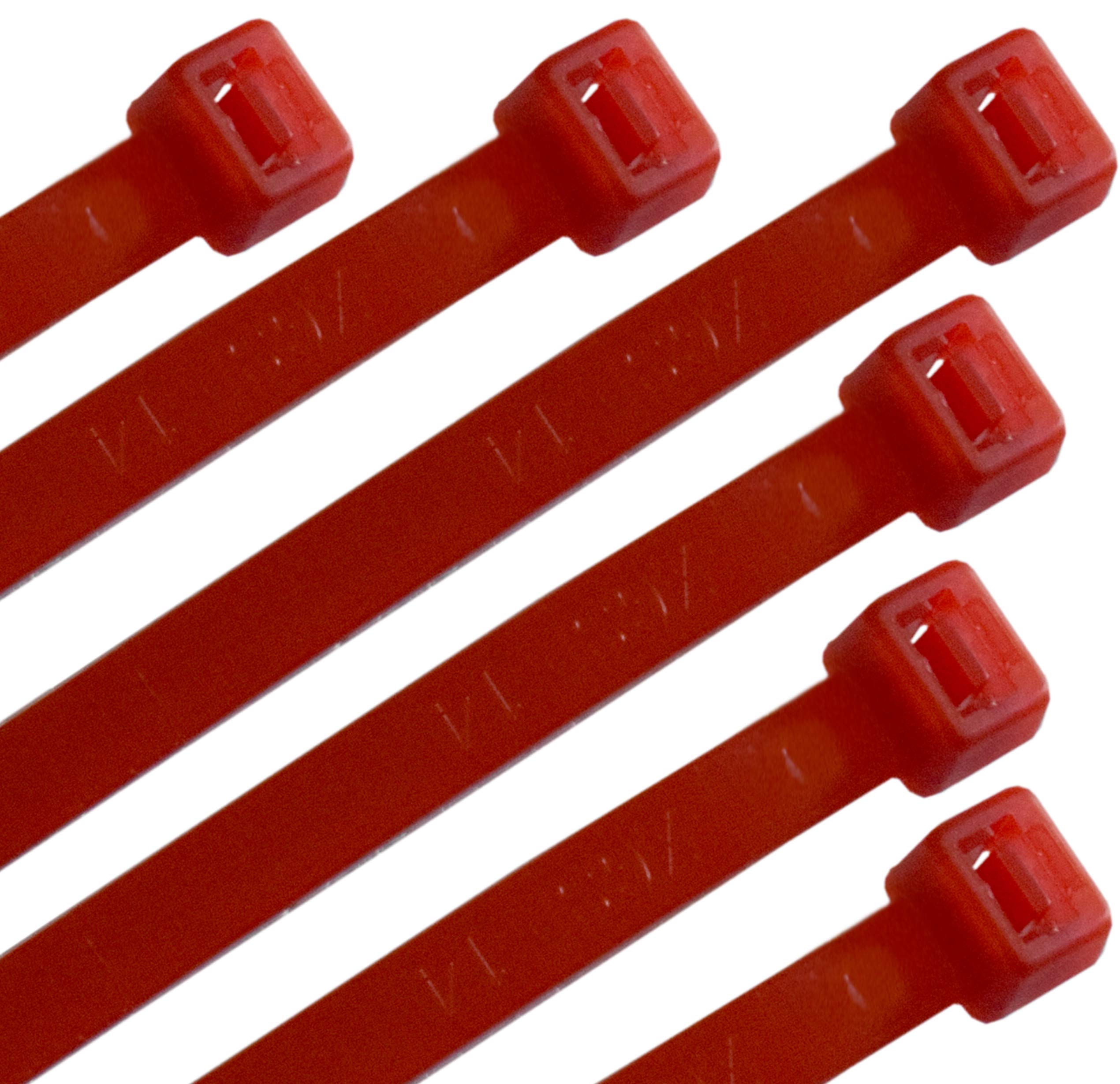 WEEGCN 100-Pack Heavy Duty 16-Inch Nylon Cable Zip Ties - 120lb Strength Self-Locking Wire Ties for Organizing Cables, Wires & Bundles | Perfect for Home, Office, Garden & DIY Projects (Red)