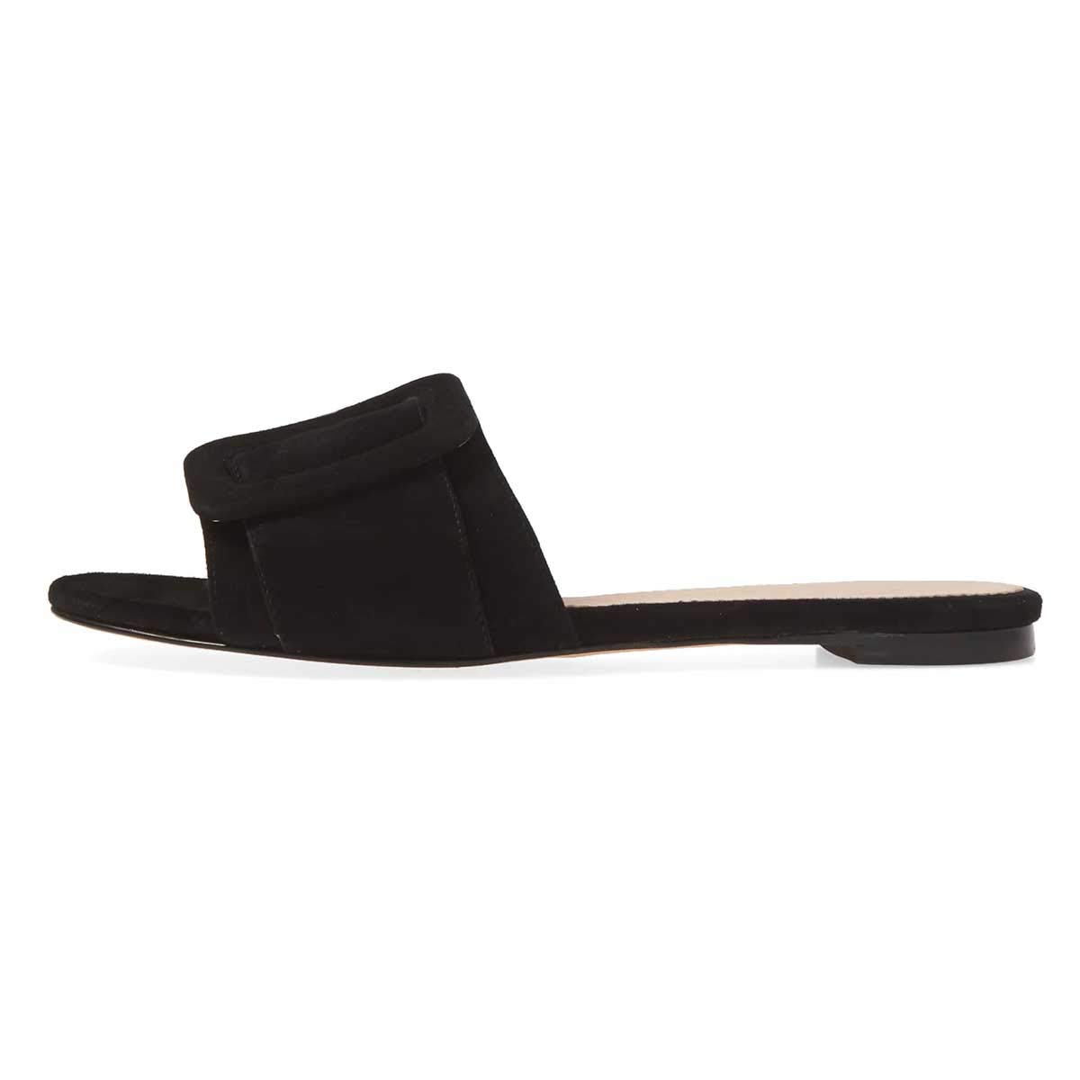 XYD Women's Comfortable Open Toe Flat Sandals - Summer Slide Shoes with Oversized Buckle for Casual Wear, Beach & Vacation Outfits