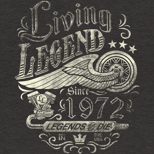1972 Vintage Legends Never Die T-Shirt - 53rd Birthday Gift for Men, Dad, Husband - Cool Retro Graphic Tee for Casual Wear, Parties & Special Occasions