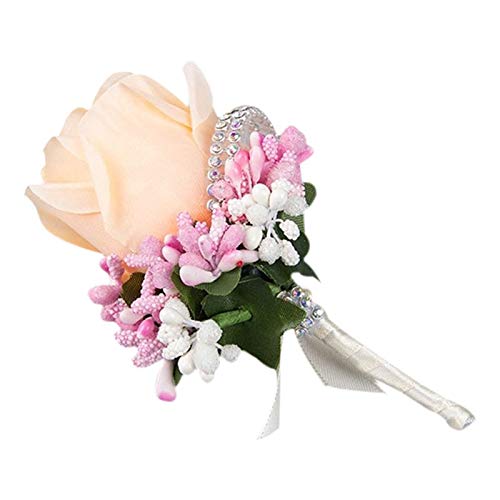 Elegant Bridesmaid Rose Corsage & Best Man Boutonniere Set - Plum Wedding Flowers for Bridal Party & Formal Events
