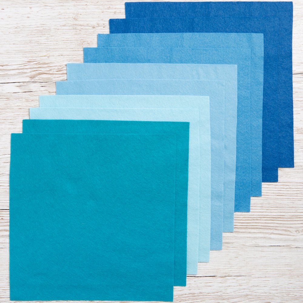 Premium Ocean Blue Felt Fabric Bundle - Soft DIY Craft Material for Sewing, Scrapbooking & Home Decor Projects - Perfect for Kids Crafts, Costumes & Holiday Decorations