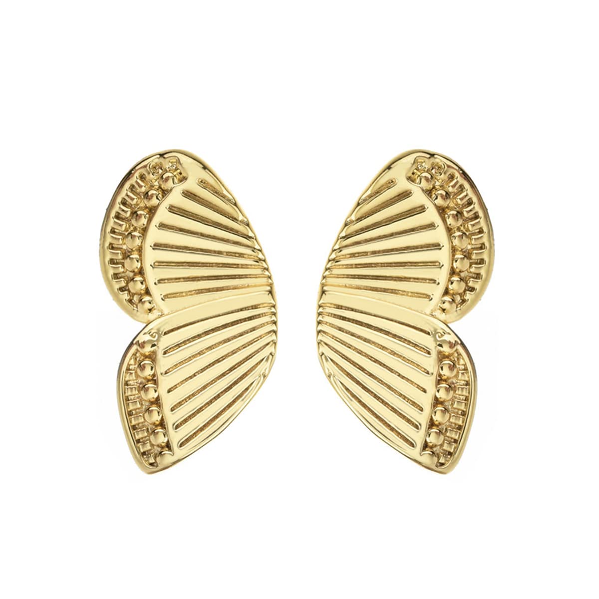 14K Gold Plated Butterfly Wings Stud Earrings for Women - Minimalist Lightweight Cartilage Earrings in Silver & Rose Gold - Tiny Dainty Hypoallergenic Ear Jewelry for Everyday Wear, Date Night & Gift Giving