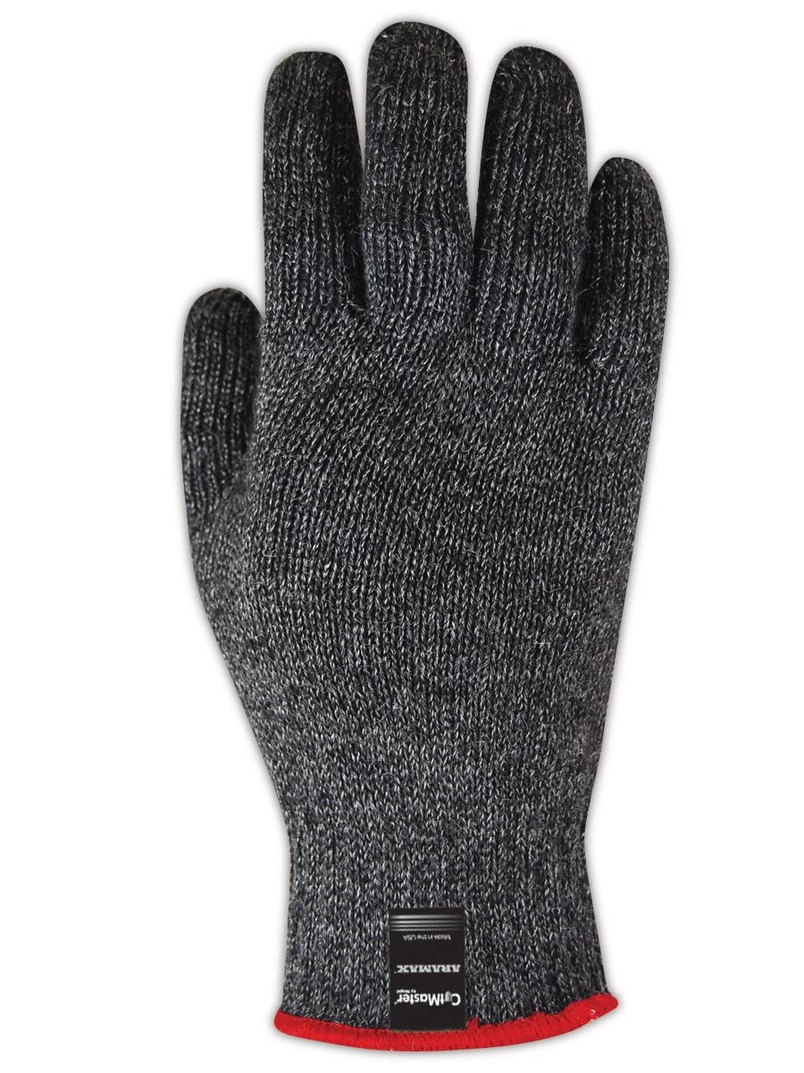 MAGID AXB200 CutMaster Aramax Medium Weight Blended Seamless Machine Knit Gloves - Size 9, Black (12 Pairs) - Durable Work Gloves for Construction, Landscaping & General Labor