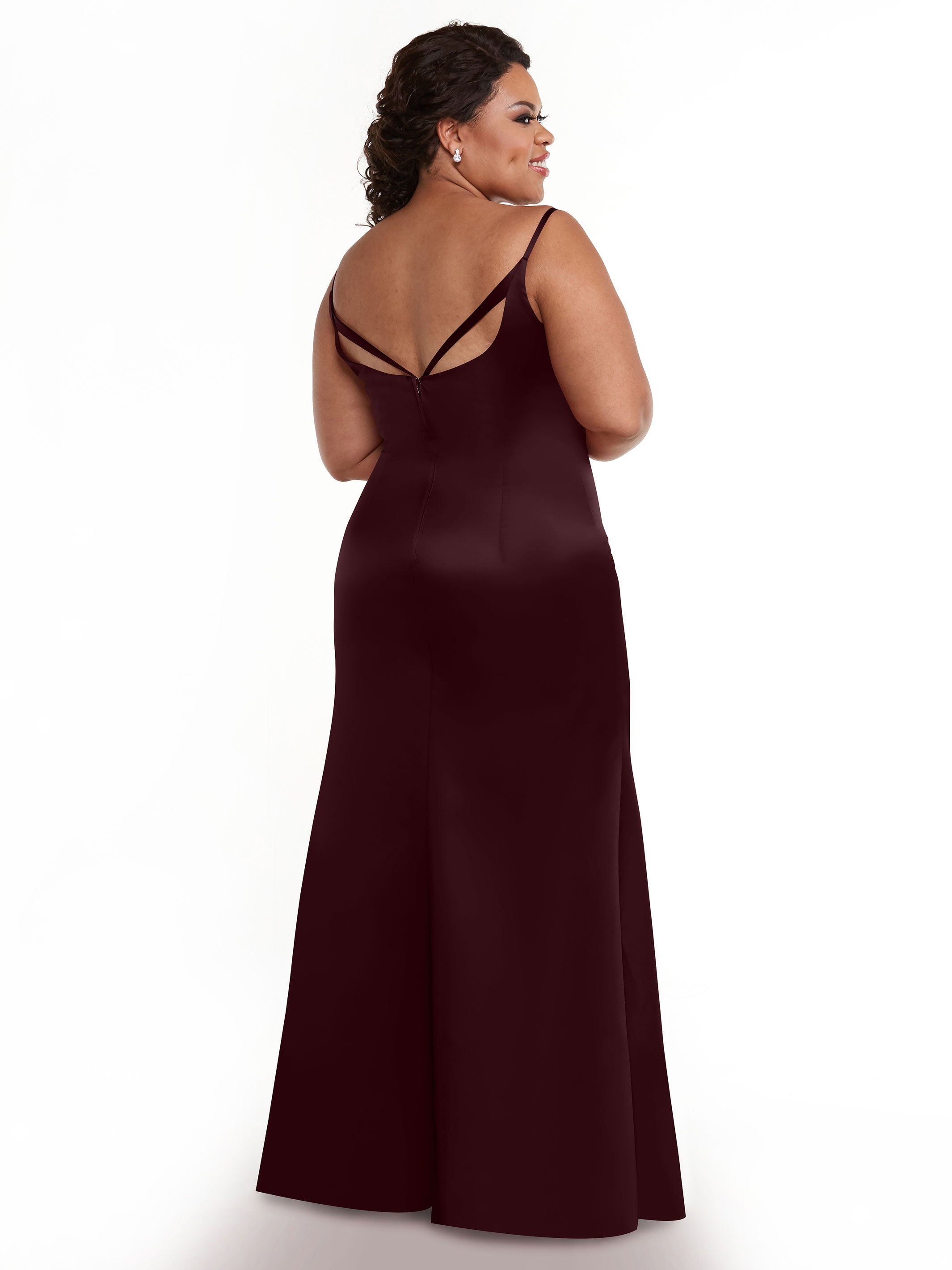Elegant Fit and Flare Satin Bridesmaid Dress with Thigh High Slit - Perfect for Weddings, Prom, and Formal Events