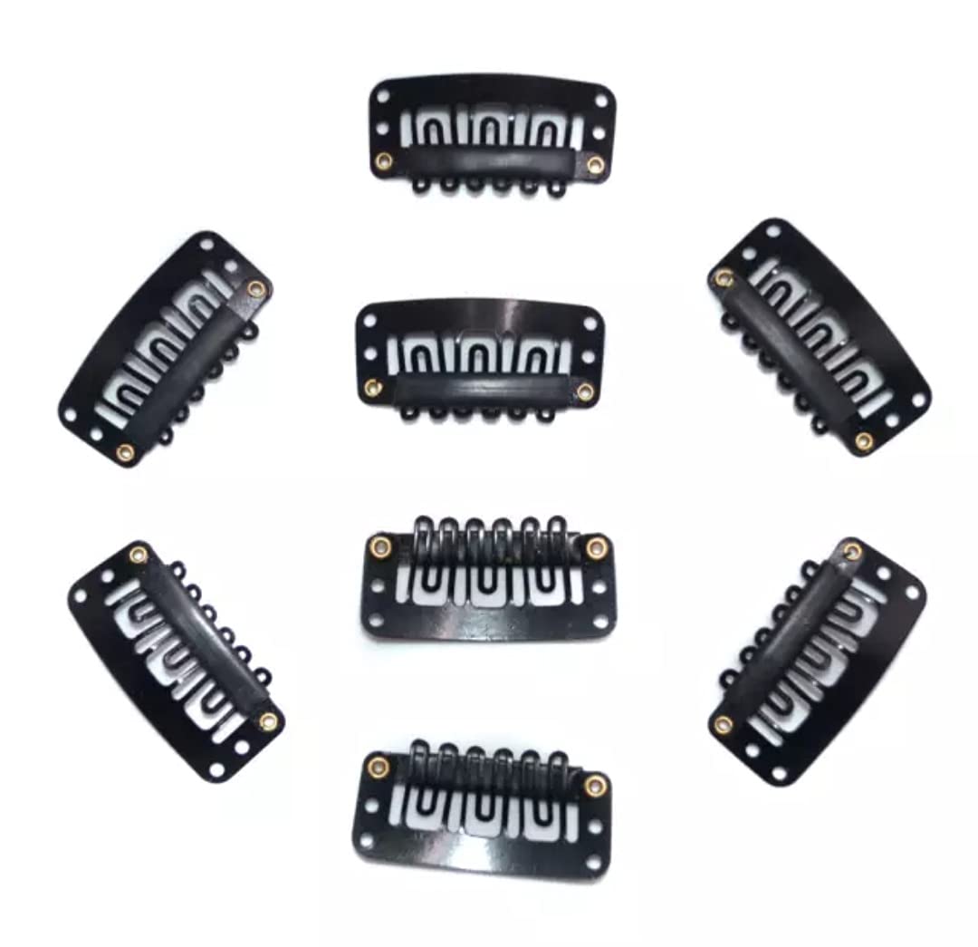 300pcs Black 32mm Hair Extension Snap Clips - Remy Wig Clips for Women & Girls | Secure Dupatta, Bridal Hairstyles & Beauty Accessories | Perfect for Weddings, Parties & Daily Styling