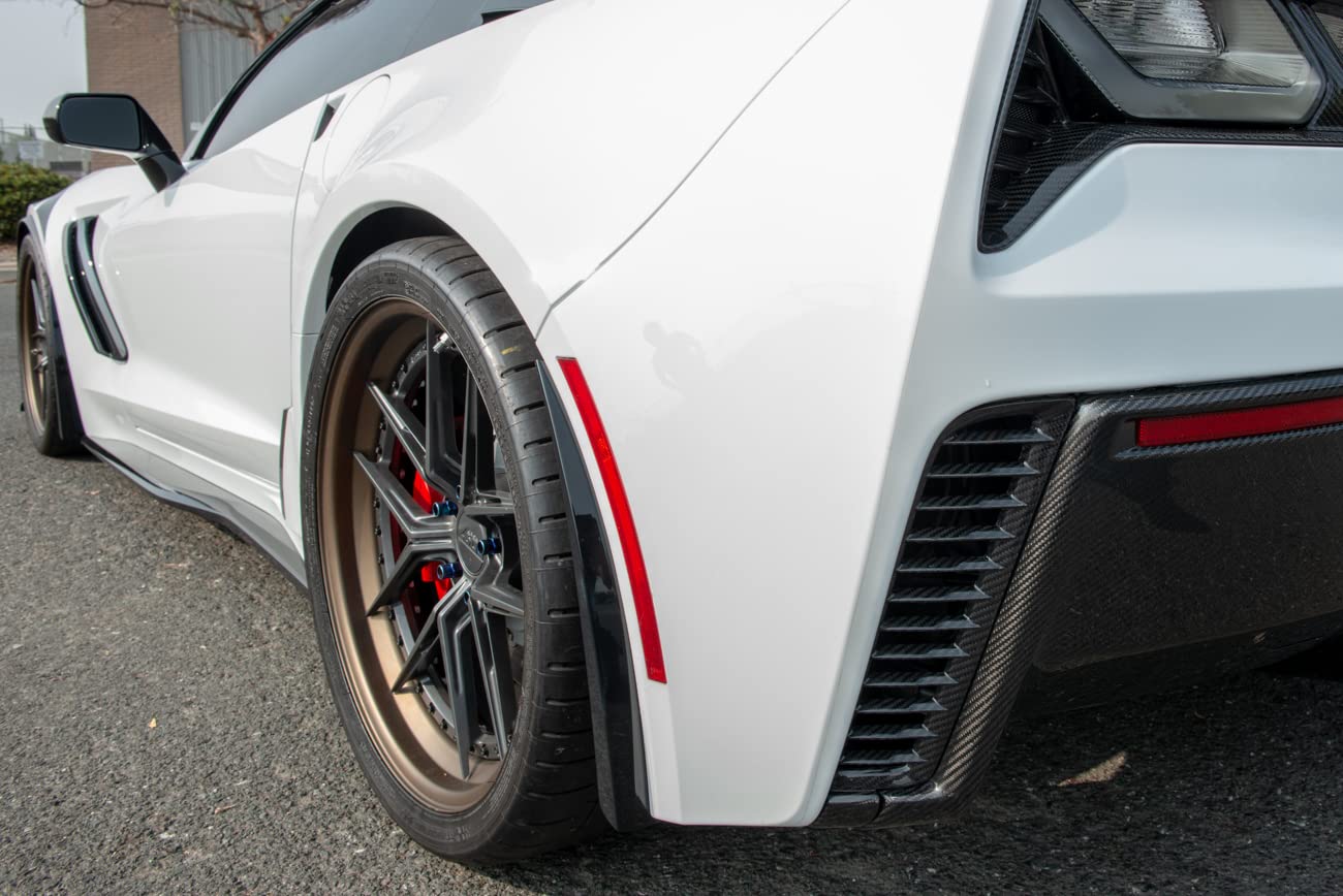 2014-2019 Chevrolet Corvette C7 Splash Guards - GM Factory XL Extended Rear Mud Flaps Pair (ABS Plastic, Black) - Perfect for Road Trips & Wet Weather Protection