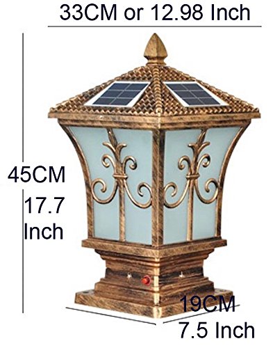 Extra Large Solar Post Cap Lights - 9.43 Inch Diameter, 17.8 Inch Height - Solar Powered Pillar Caps - European Brown - Perfect for Driveway, Garden, Patio, and Pathway Lighting