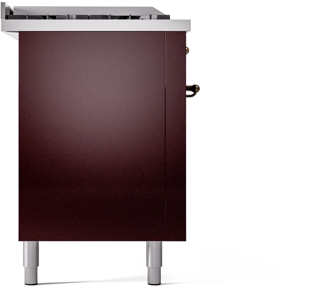 ILVE Nostalgie II 60-Inch Dual Fuel Natural Gas Range - Burgundy with Bronze Trim (UP60FSNMPBUB) | Professional Kitchen Appliance for Home Chefs & Cooking Enthusiasts