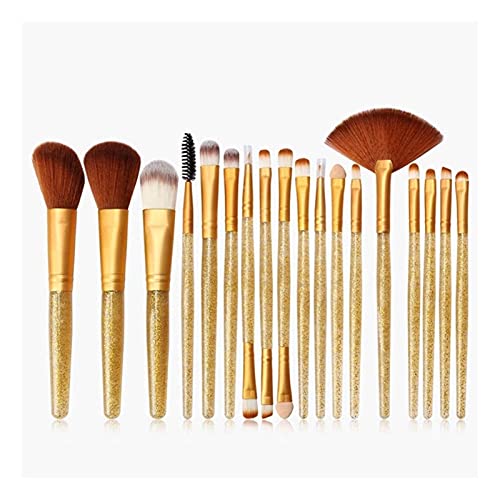 LJJSMG 15-Piece Makeup Brush Set with Fan Brush - Foundation, Blush, Powder, Lip, Eyeshadow, Eyebrow Brushes with Crystal Sparkles | Perfect for Professional Makeup Artists & Beginners | Home, Travel & Salon Use
