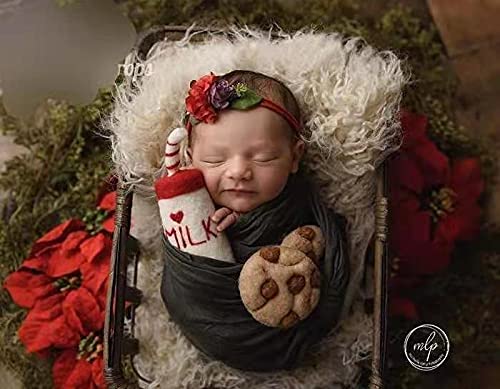 Handmade Wool Milk Cookie Photography Props for Newborn Babies - 2PCS Set | Cute Mini Baby Photo Shoot Accessories for Newborn Photography & First Birthday Decor
