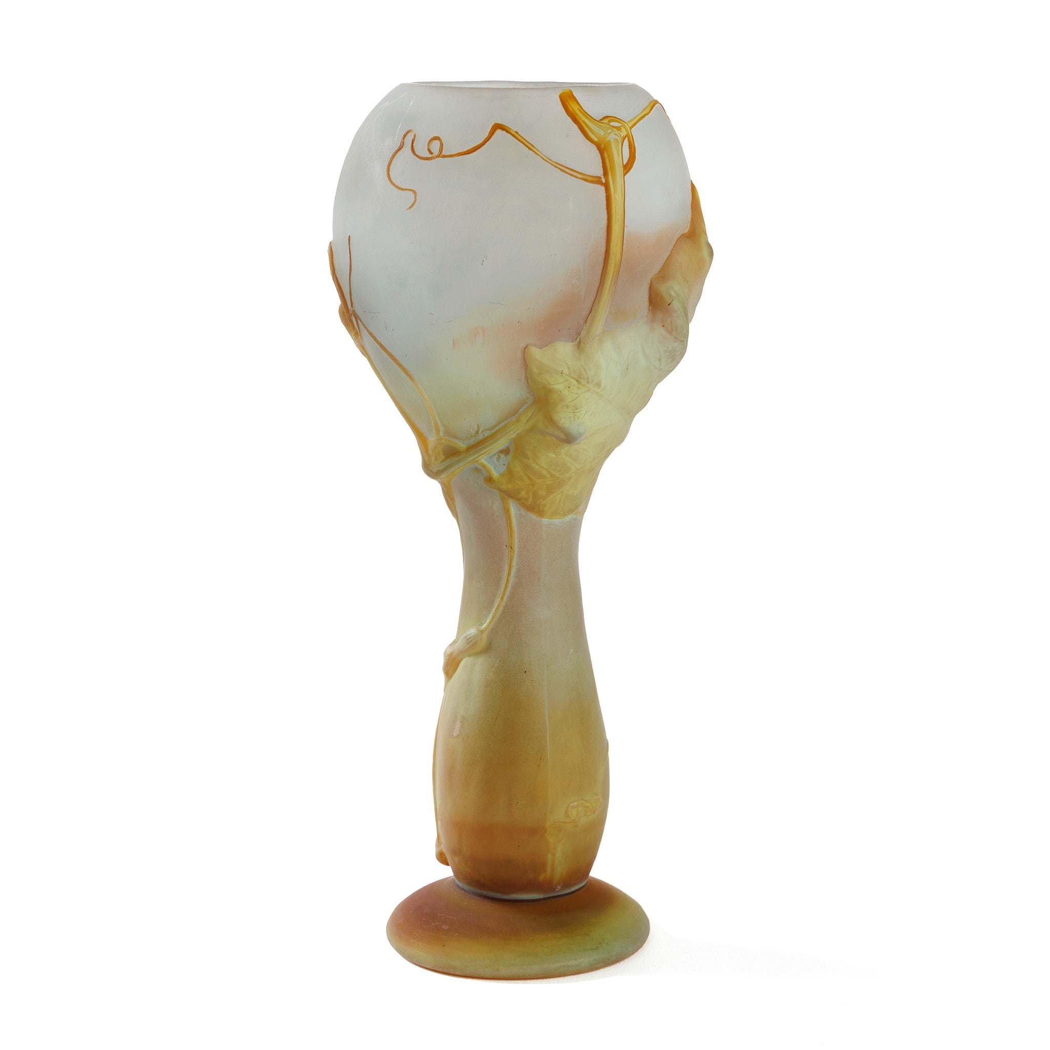 Daum Nancy Fleur de Coloquinte Cameo Glass Vase - Antique French Art Nouveau Collectible - Perfect for Home Decor, Wedding Centerpieces & Luxury Gifts