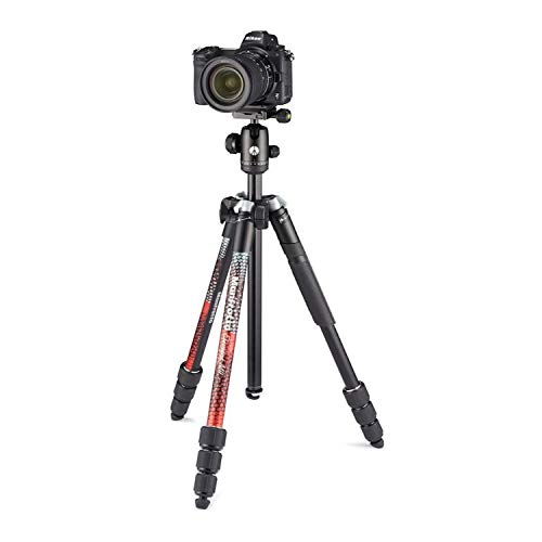 Manfrotto Element MII 4-Section Aluminum Travel Tripod with Ball Head (Red) - Compact & Lightweight for Photography, Vlogging, Hiking & Outdoor Adventures