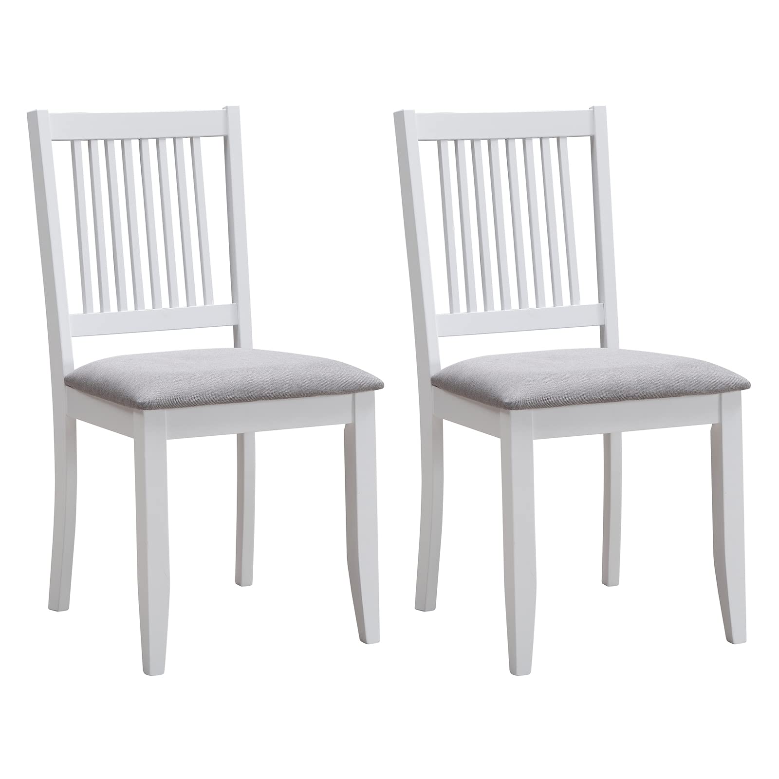 DUHOME 2-Piece Dining Chair Set - Solid Rubber Wood Kitchen Chairs with Comfortable Fabric Seat & Backrest - Armless Modern Dining Room Chairs for Home, Restaurant, Cafe (White) - Perfect for Small Spaces, Breakfast Nooks & Casual Dining Areas