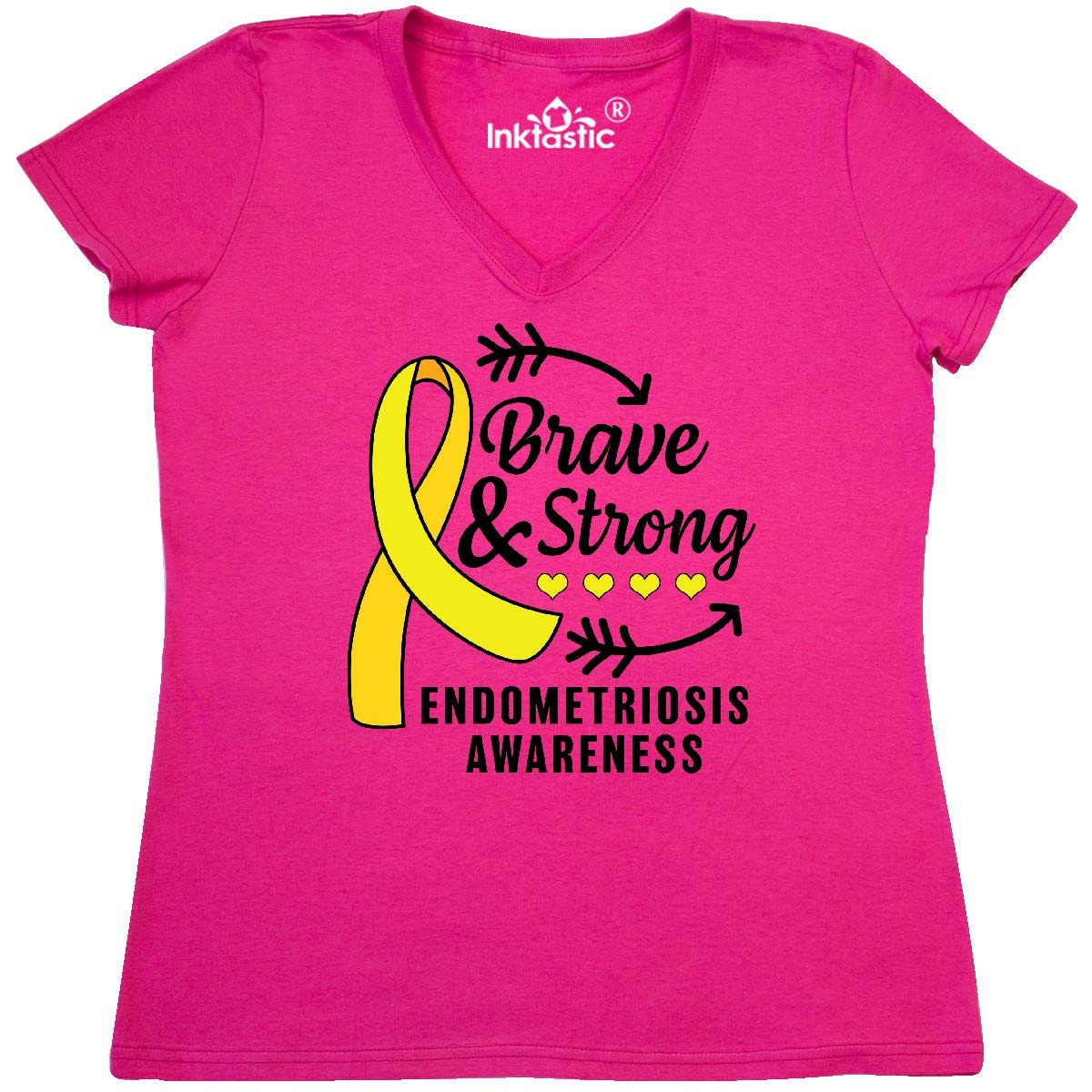 Endometriosis Awareness Brave & Strong Women's V-Neck T-Shirt - Supportive & Comfortable Tee for Women's Health Advocacy & Everyday Wear