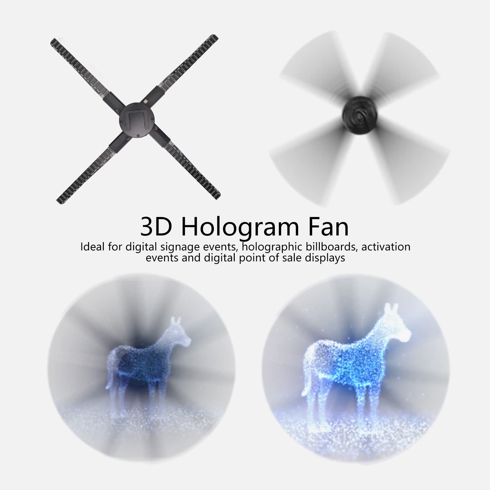 Bewinner 52cm 3D Hologram Fan Projector - WiFi & APP Controlled LED Advertising Display with 8GB Memory Card - Perfect for Trade Shows, Retail Stores, and Event Marketing
