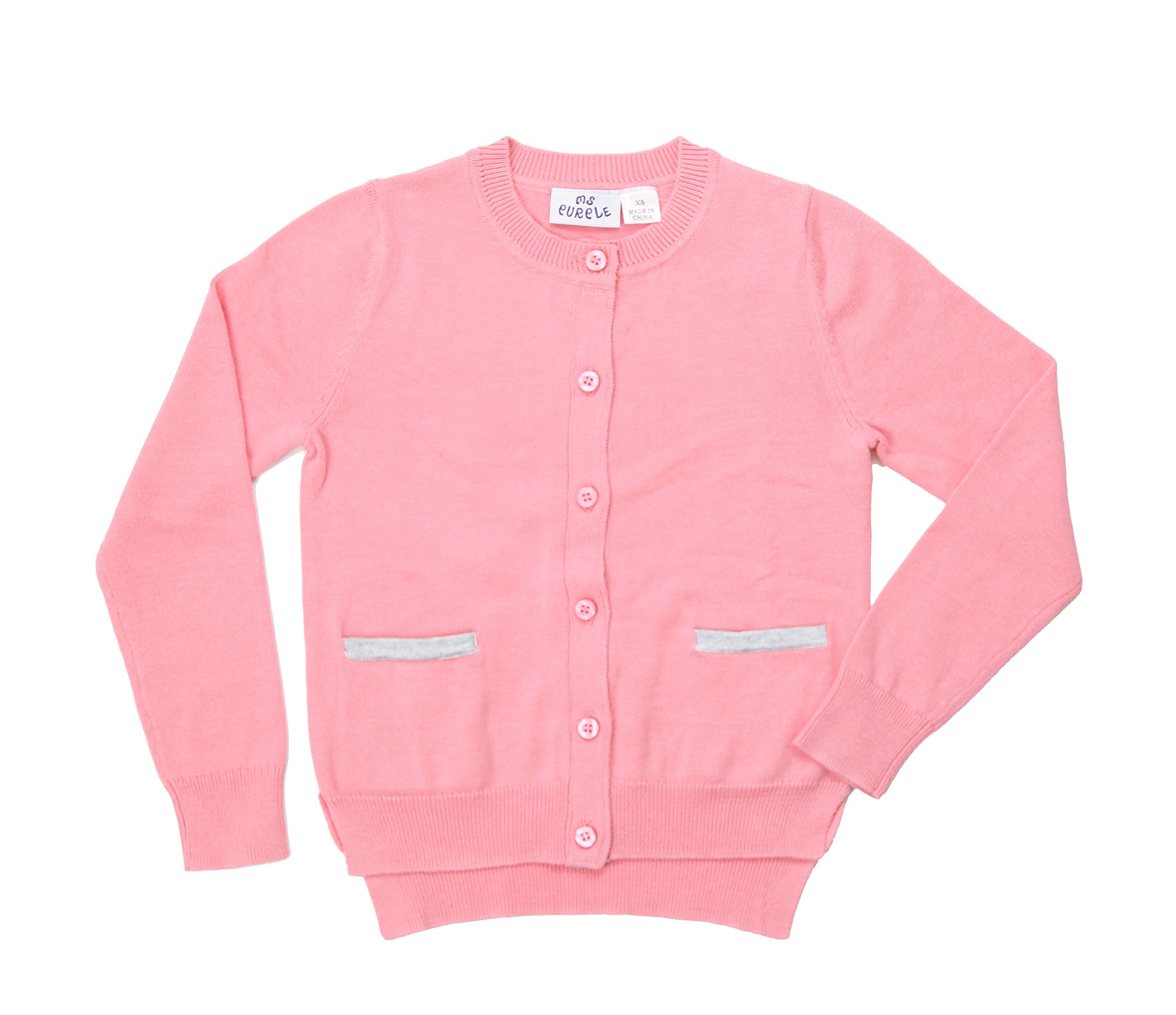 Girls' 100% Cotton Color Block Pocket Cardigan Sweater - Soft & Comfortable Knitwear for School, Casual Outfits & Layering in Fall/Winter