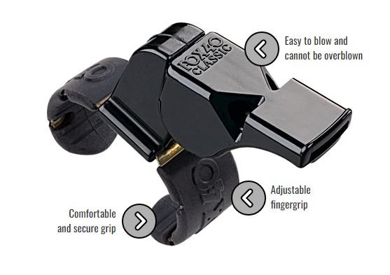Fox 40 Classic Official Whistle with Finger Grip - Loud Referee Sports Whistle for Coaches, Lifeguards, and Outdoor Activities