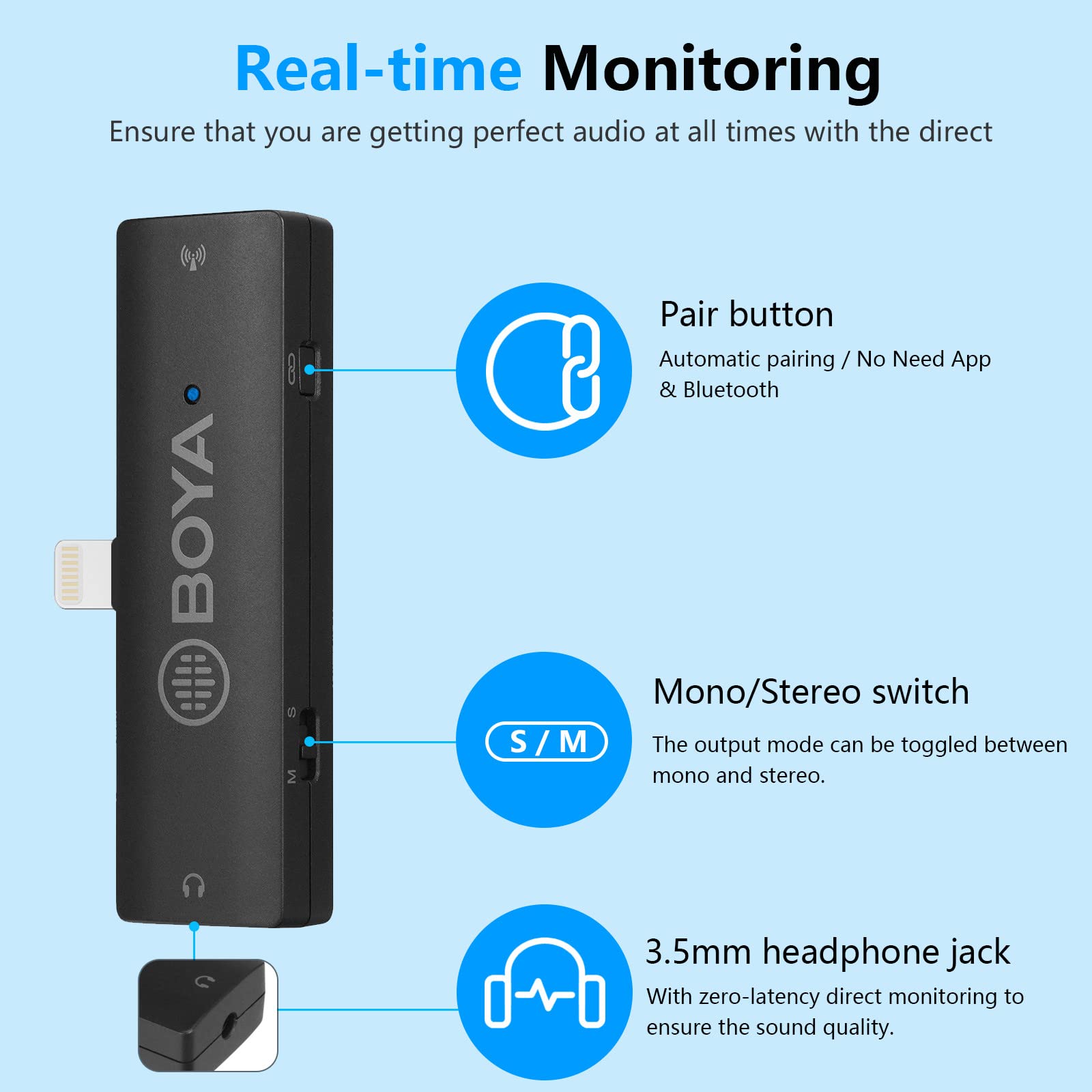 BOYA XM6-S4 2.4GHz Wireless Lavalier Microphone for iPhone iPad - OLED Display, Built-in Mic for YouTube, TikTok Live Streaming, Video Recording, Vlogging - Perfect for Interviews, Podcasts & Online Classes