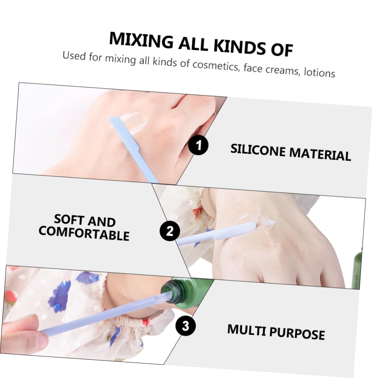 Premium Silicone Lotion Spatula - Beauty Scraper for Cosmetics & Skincare - Perfect for Jars, Bottles & Tubes - Hand Lotion Applicator Set for Efficient Product Use