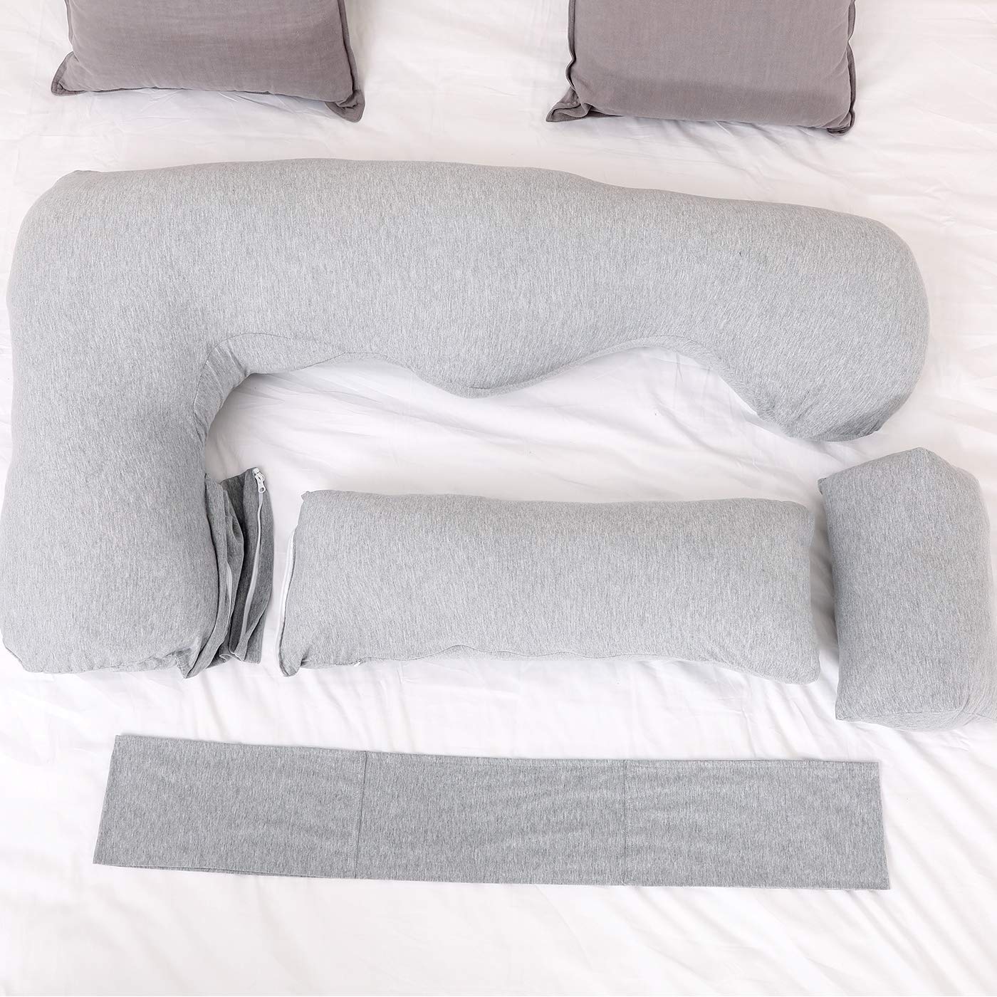 Best U-Shaped Pregnancy Pillow for Full Body Support - 55 Inch Maternity Pillow with Detachable Extension, 2-in-1 Design - Perfect for Side Sleepers, Back Pain Relief & Pregnancy Gifts