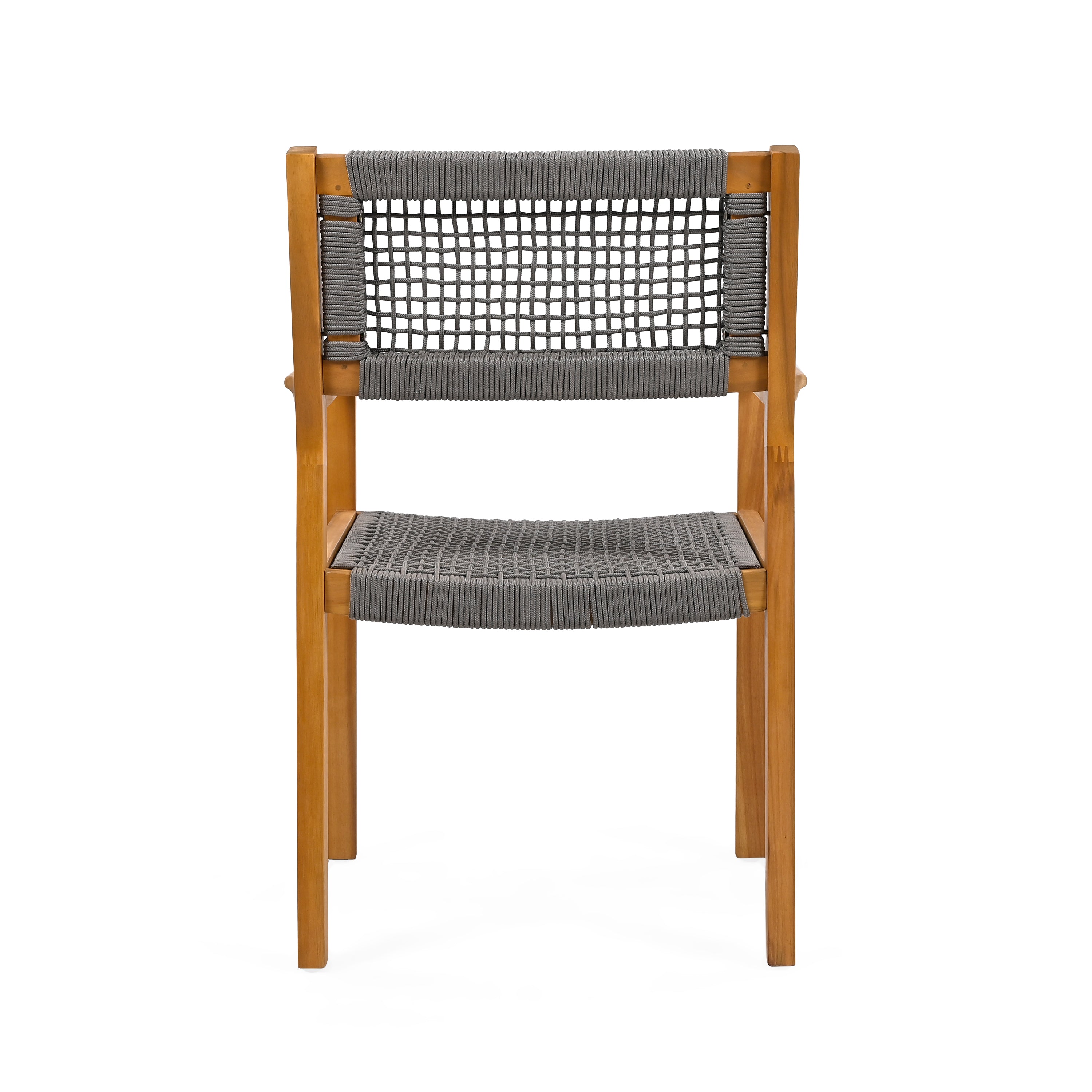 Braided Dining Chair - Dark Grey Woven Rattan Seat, Modern Boho Style for Kitchen, Dining Room, Patio & Outdoor Use