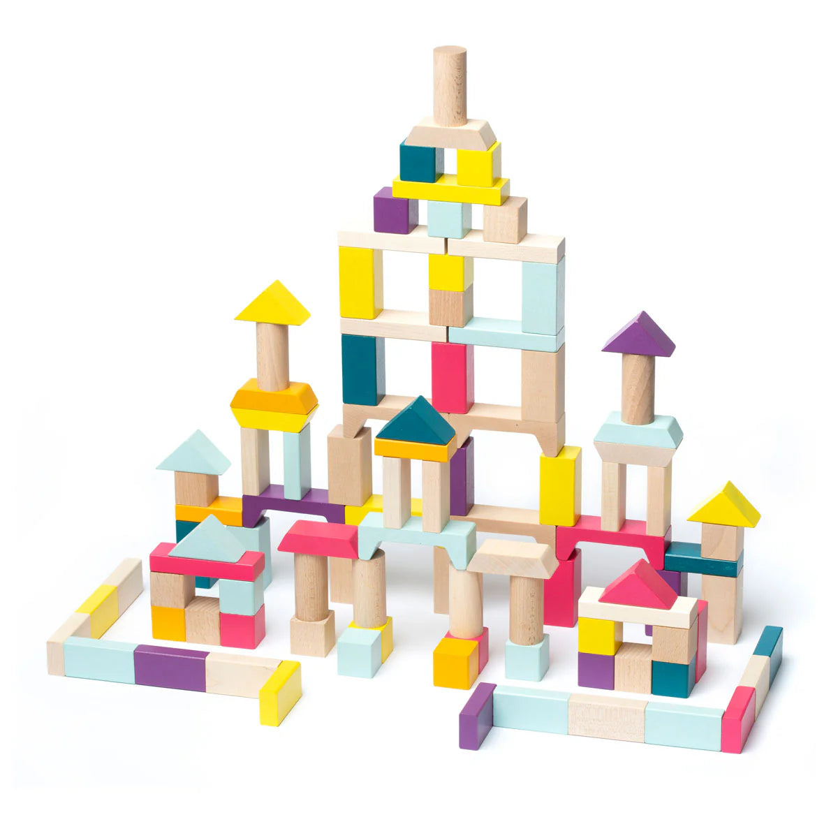 Cubika 100-Piece Wooden Building Blocks Construction Kit for Kids - STEM Educational Toy for Creative Play, Learning & Home Schooling - Perfect for Preschool, Kindergarten & Toddler Activities