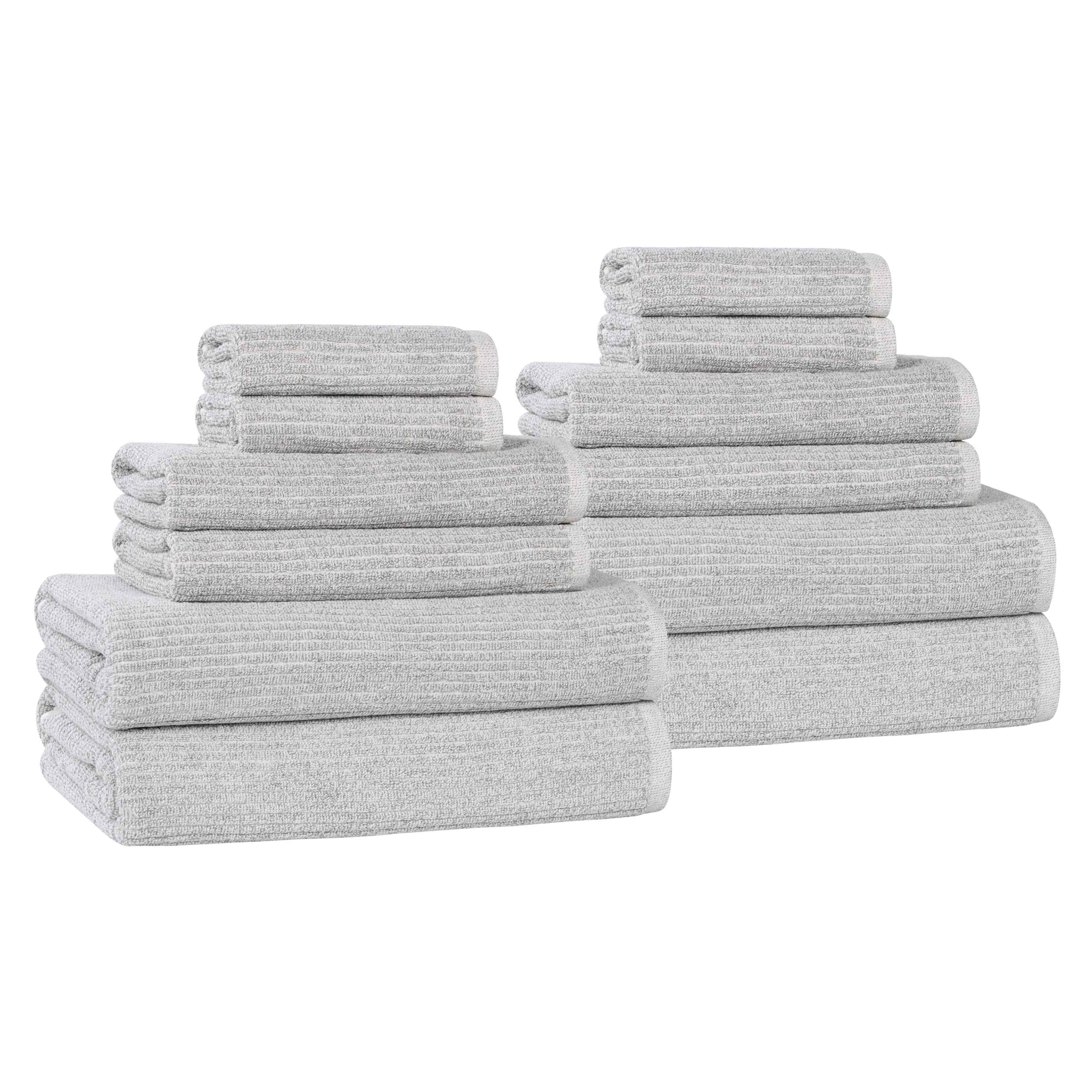 Premium 12-Piece Cotton Blend Ribbed Towel Set - Ultra Soft & Absorbent Bath Towels for Spa, Gym & Luxury Home Use