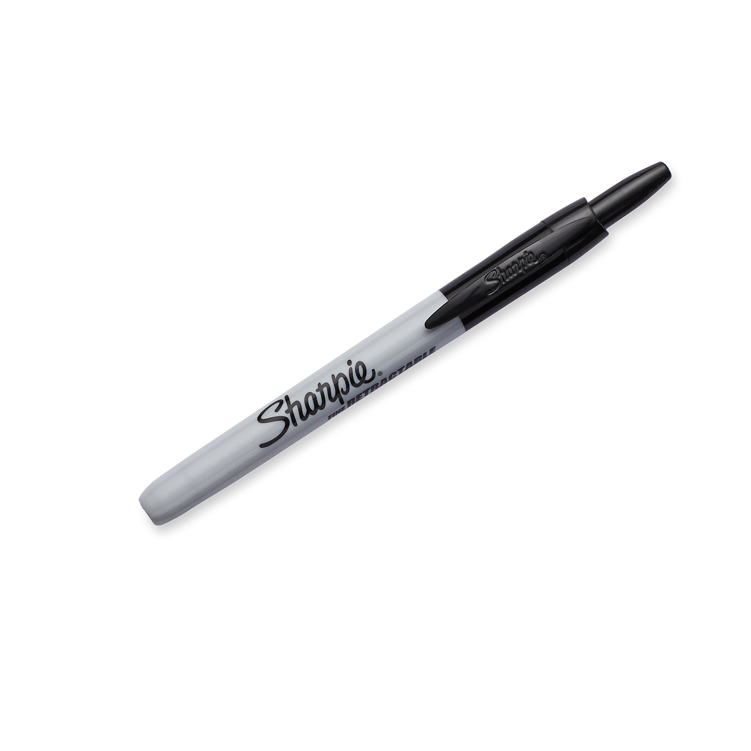 SHARPIE Retractable Fine Point Permanent Markers - Black Ink (12 Pack) - Ideal for Office, School, Art Projects & Labeling