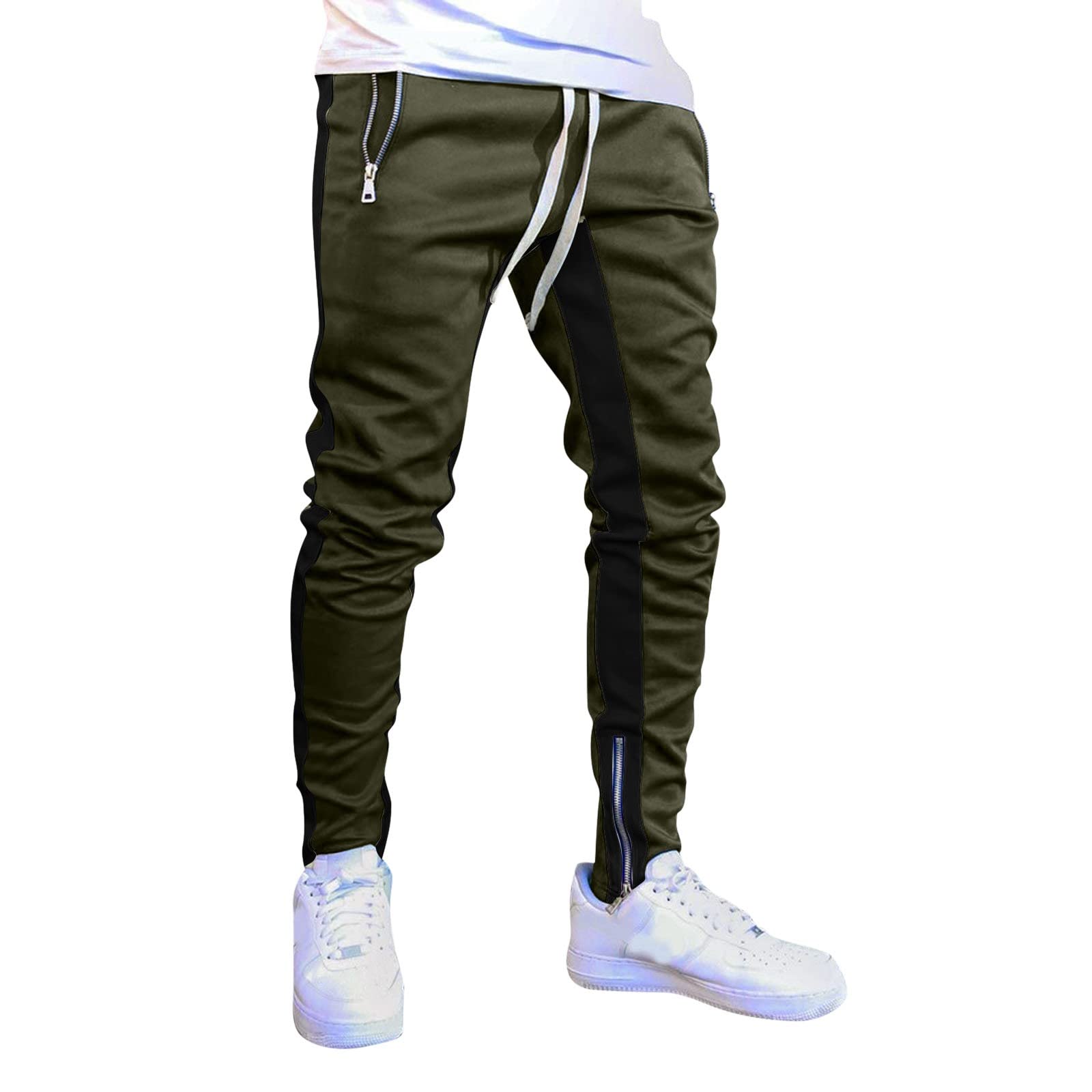 WOCACHI Men's Color Block Patchwork Jogger Pants with Side Stripes - Athletic Gym Running Sweatpants for Workout & Street Style | Perfect for Training, Yoga, and Casual Wear