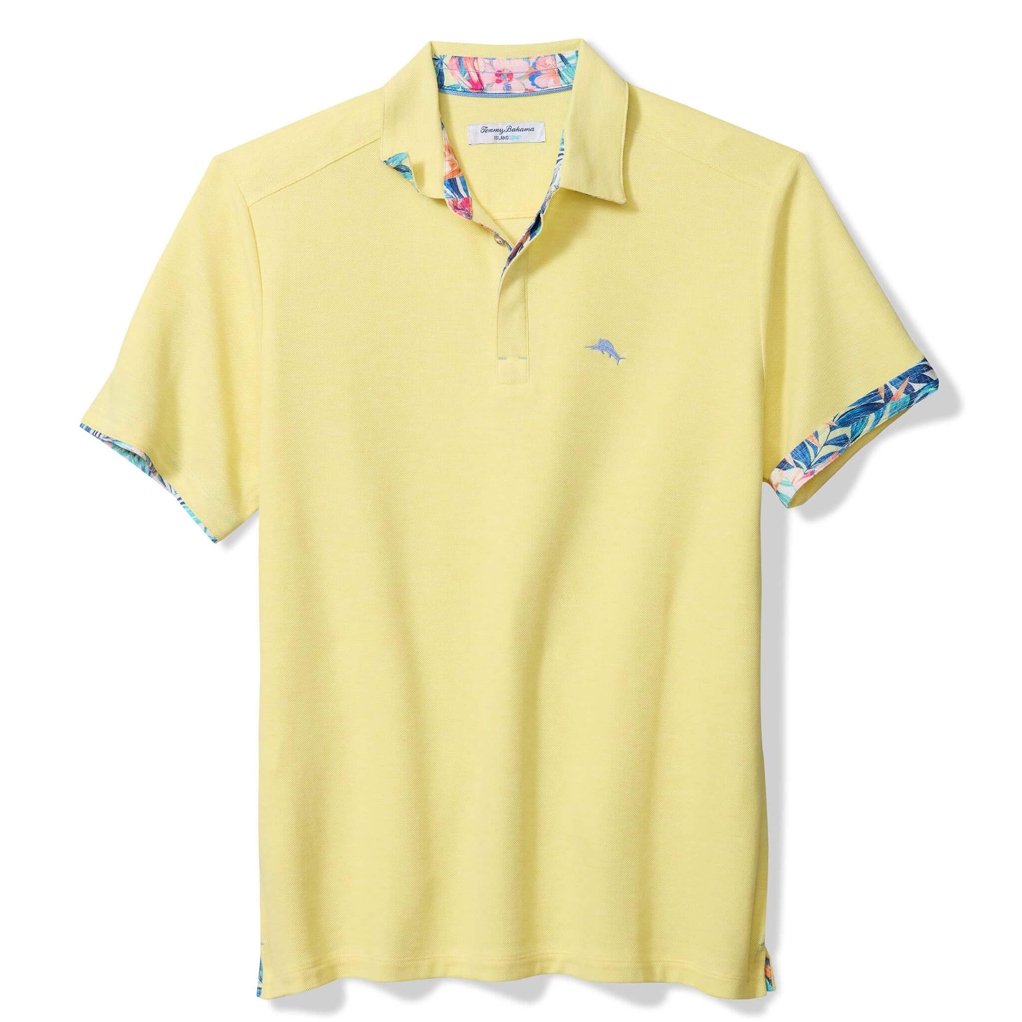 Tommy Bahama Men's IslandZone Positano Palms Five O'Clock Polo Shirt - Breathable Casual Button-Down Shirt for Summer, Beach & Outdoor Activities | Monet Moonrise Heather