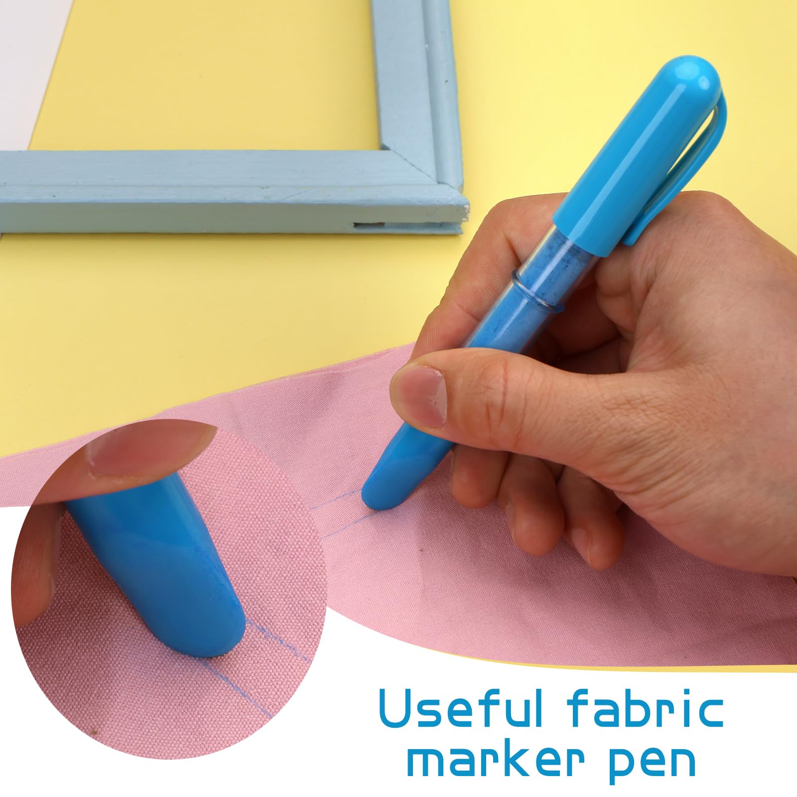 Refillable Fabric Chalk Markers - 2 Pack Blue & White Sewing Chalk Pencils for Quilting, Tailoring & DIY Crafts | Perfect for Fabric Marking, Pattern Tracing & Sewing Notions Accessories