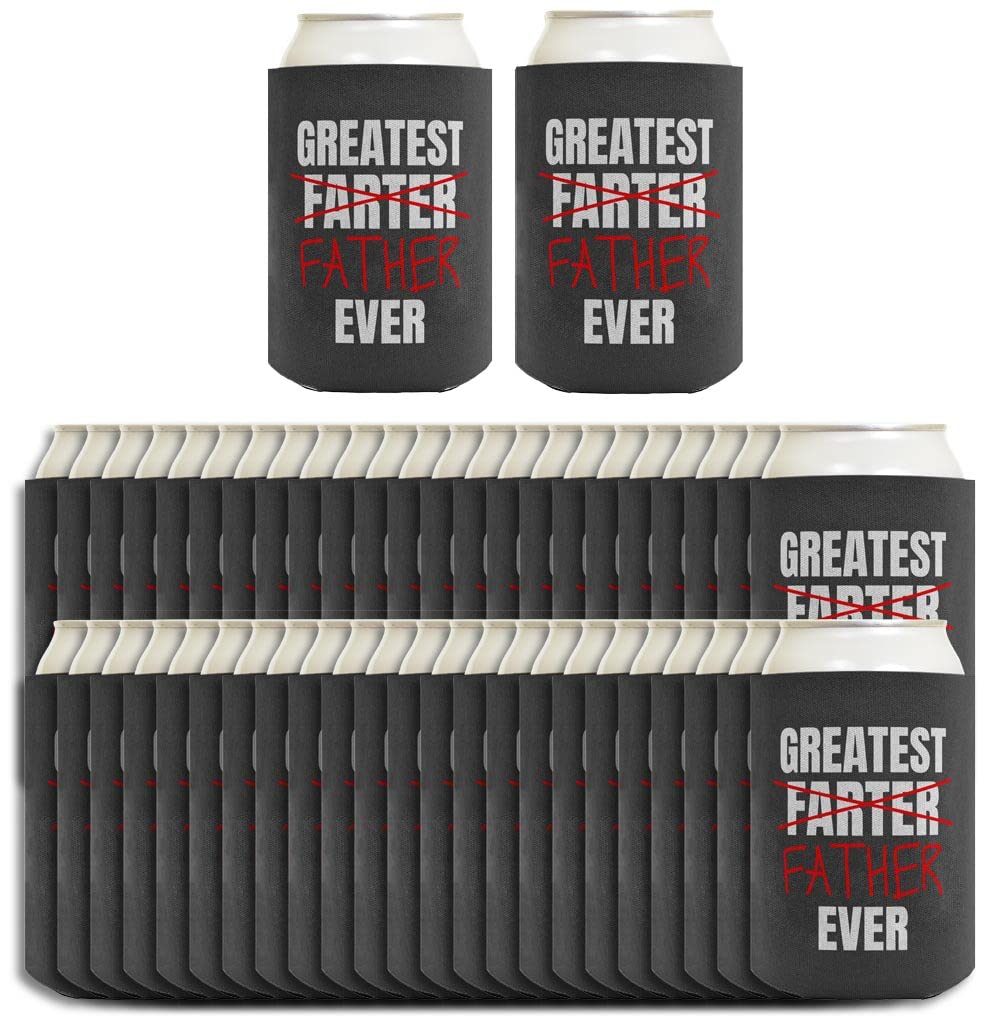 Best Dad Ever Gift Set - 96-Pack Can Coolers for Father's Day, Birthday & BBQ - Funny 'Greatest Farter Father' Beer Koozies for Outdoor Parties, Sports Events & Dad Jokes