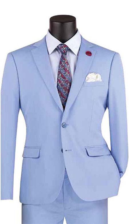 Light Blue Ultra Slim Fit 2-Button Men's Suit Set - Formal Business Attire & Wedding Outfit