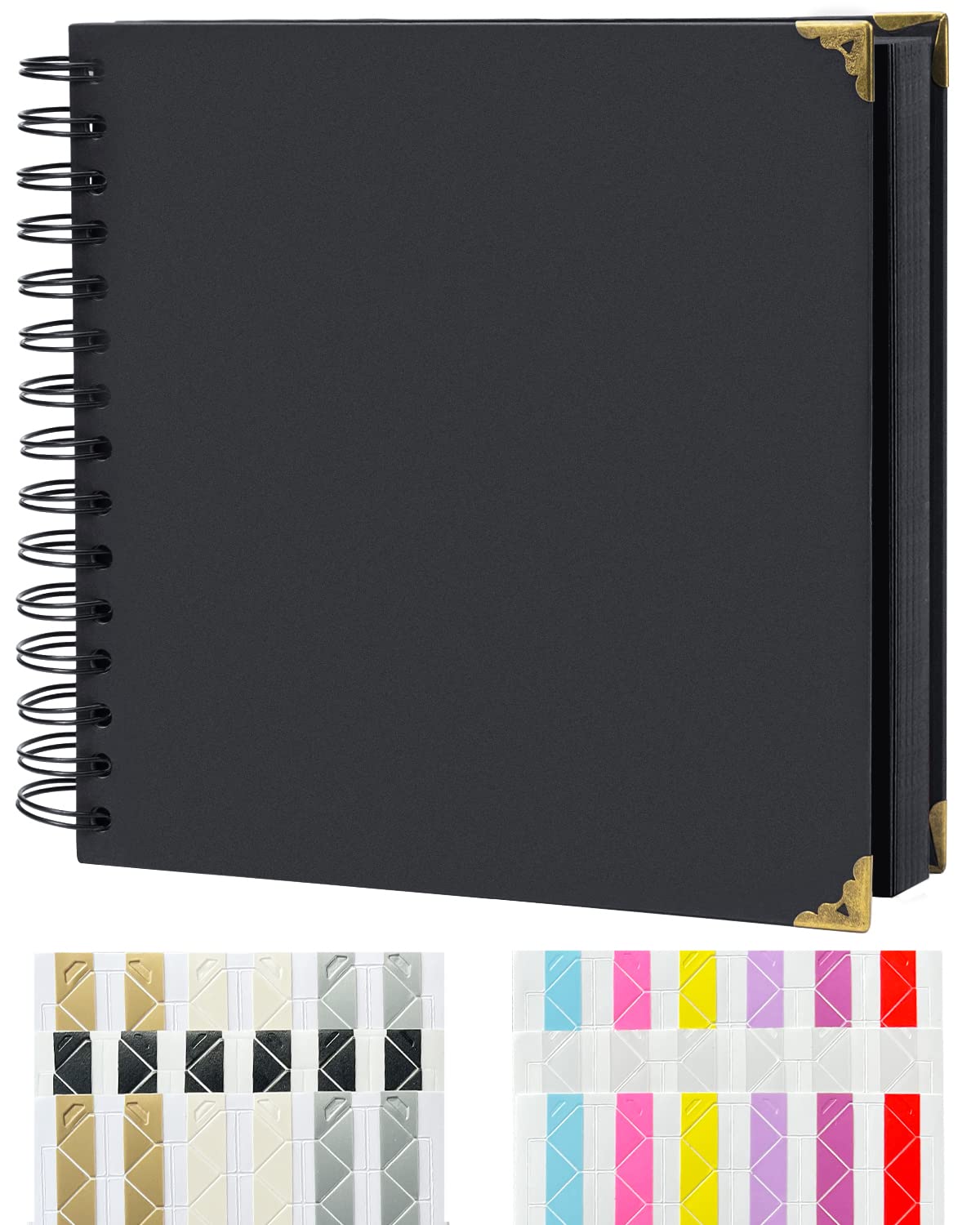 DIY Scrapbook Photo Album 100 Pages (8x8 Inch) - Small Blank Memory Book with Black Hardcover & Pages - Personalized Handmade Craft Journal for Wedding, Baby, Travel & Family Memories