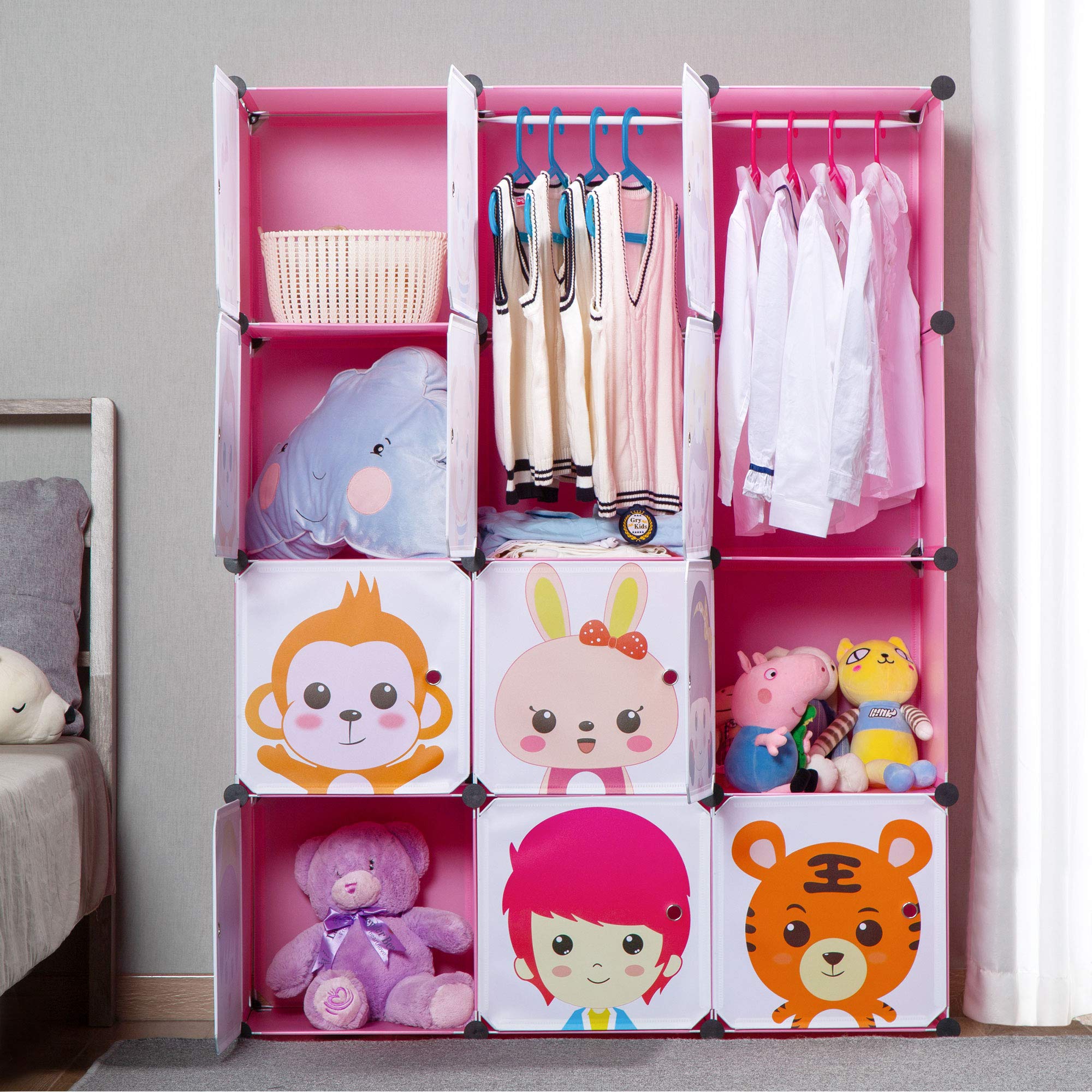 Portable Kids Wardrobe Closet - DIY Modular Storage Organizer for Children's Clothes | Sturdy & Safe 18