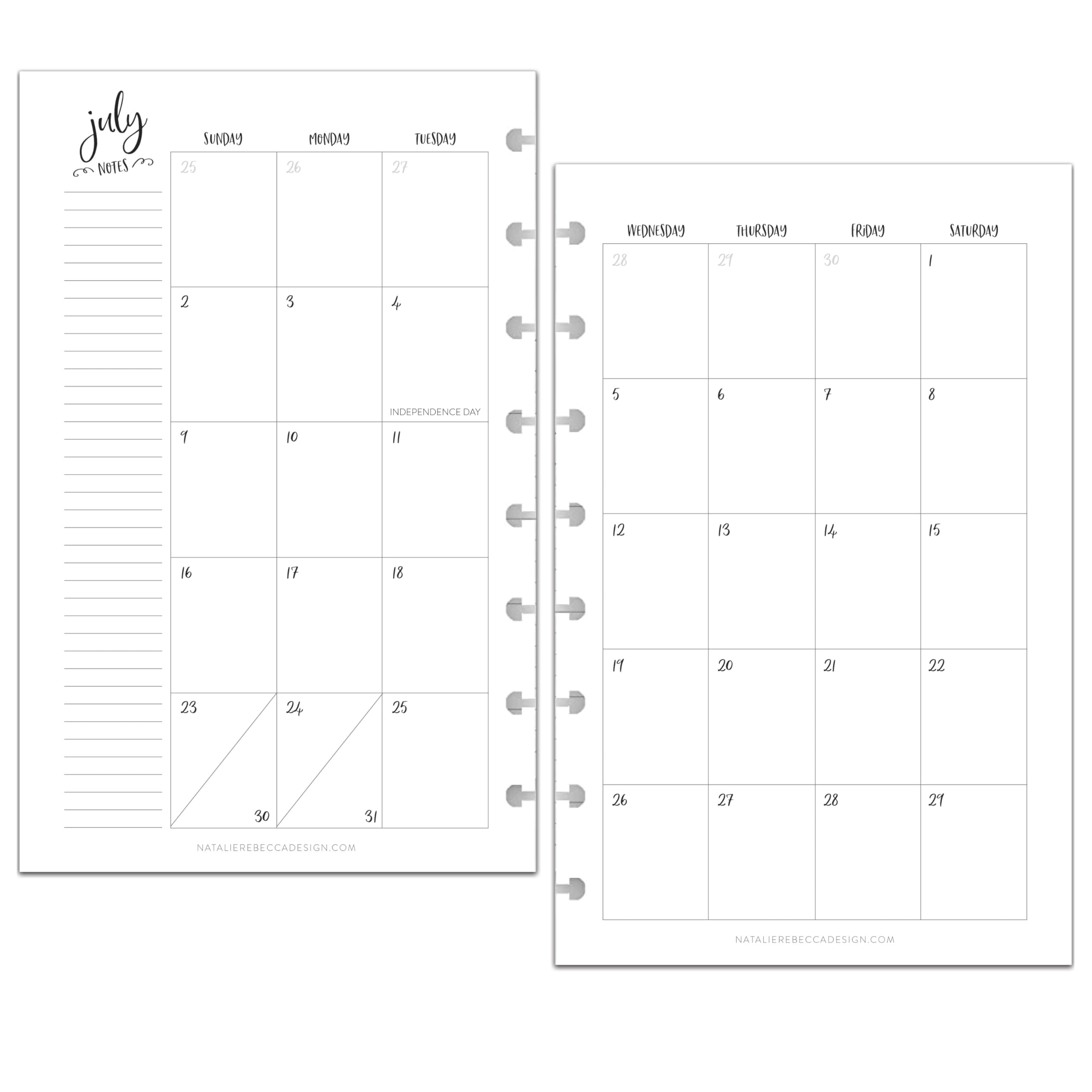 BetterNote July 2025 - June 2026 Academic Planner Refill for Discbound Notebooks | 5.5