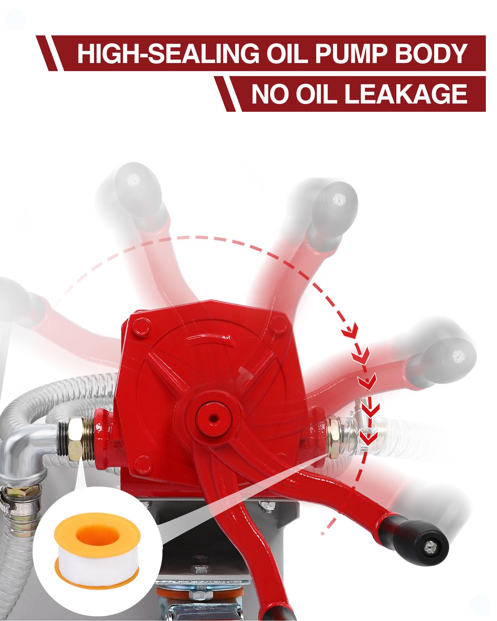 DEXSO 15 Gallon Oil Drain Pan with Hand Pump & 8 Ft Hose - Low Profile Oil Drain Cart with T-Folding Handle for Trucks, Cars, SUVs - Perfect for DIY Oil Changes and Garage Maintenance