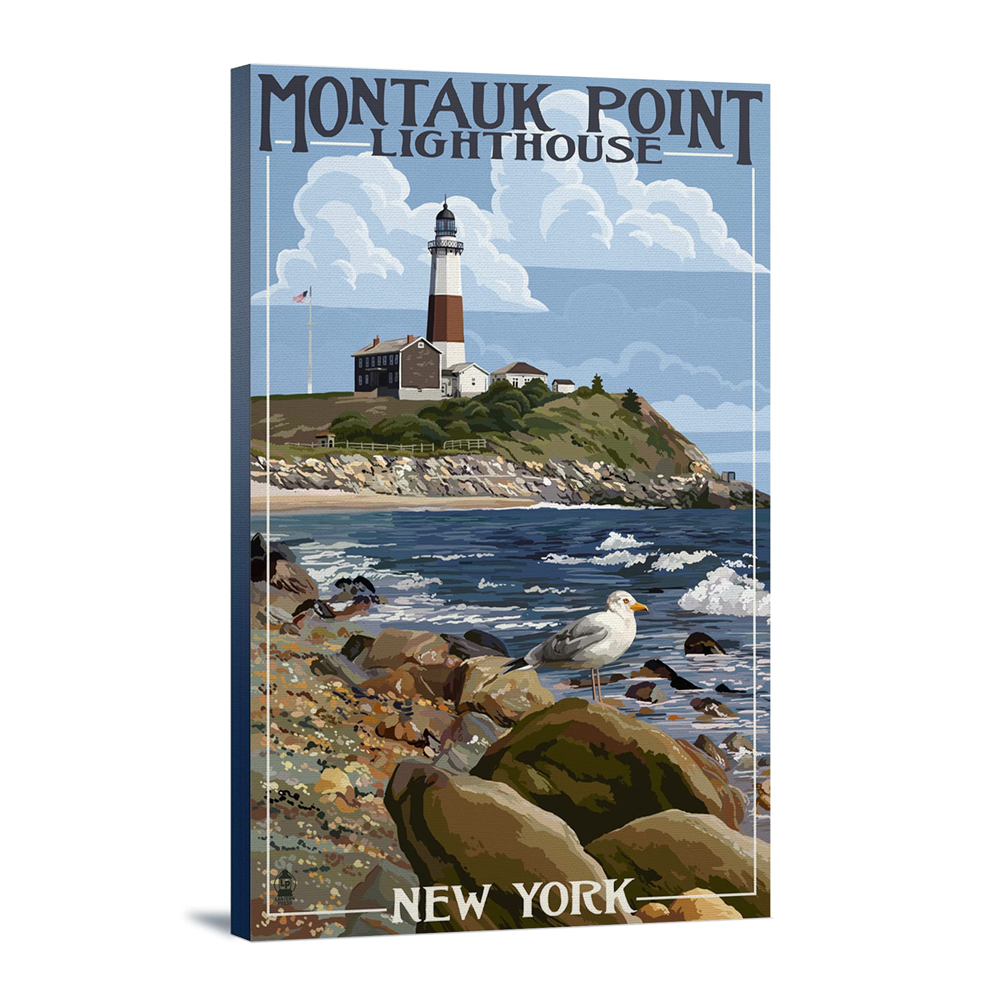 Montauk Point Lighthouse New York - 24x36 Gallery Wrapped Canvas Wall Art - Perfect for Living Room, Bedroom & Office Decor